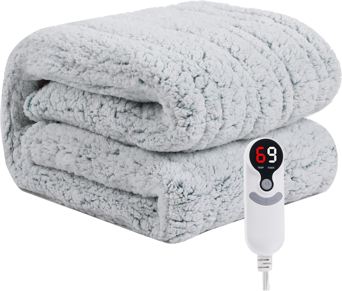 Electric Heated Blanket Full Size 72×84, 6 Heating Settings & 1-10H Auto Off Double Sided Plush Sherpa Ultra-Soft Warm Thick, Machine Washable, Fast Heating, Home Office, Light Gradient Blue