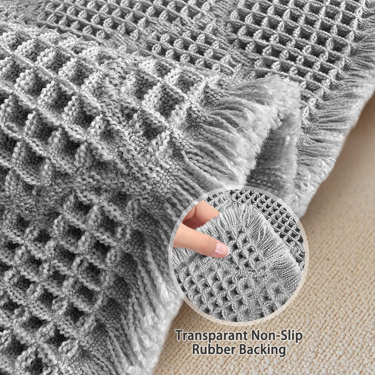 ZALL Waffle Bath Mat,Super Absorbent Non Slip Bathroom Rug,Grey 18x30inch,Geometric Diamond Machine Washable Ultra Soft Floor Mats Gray