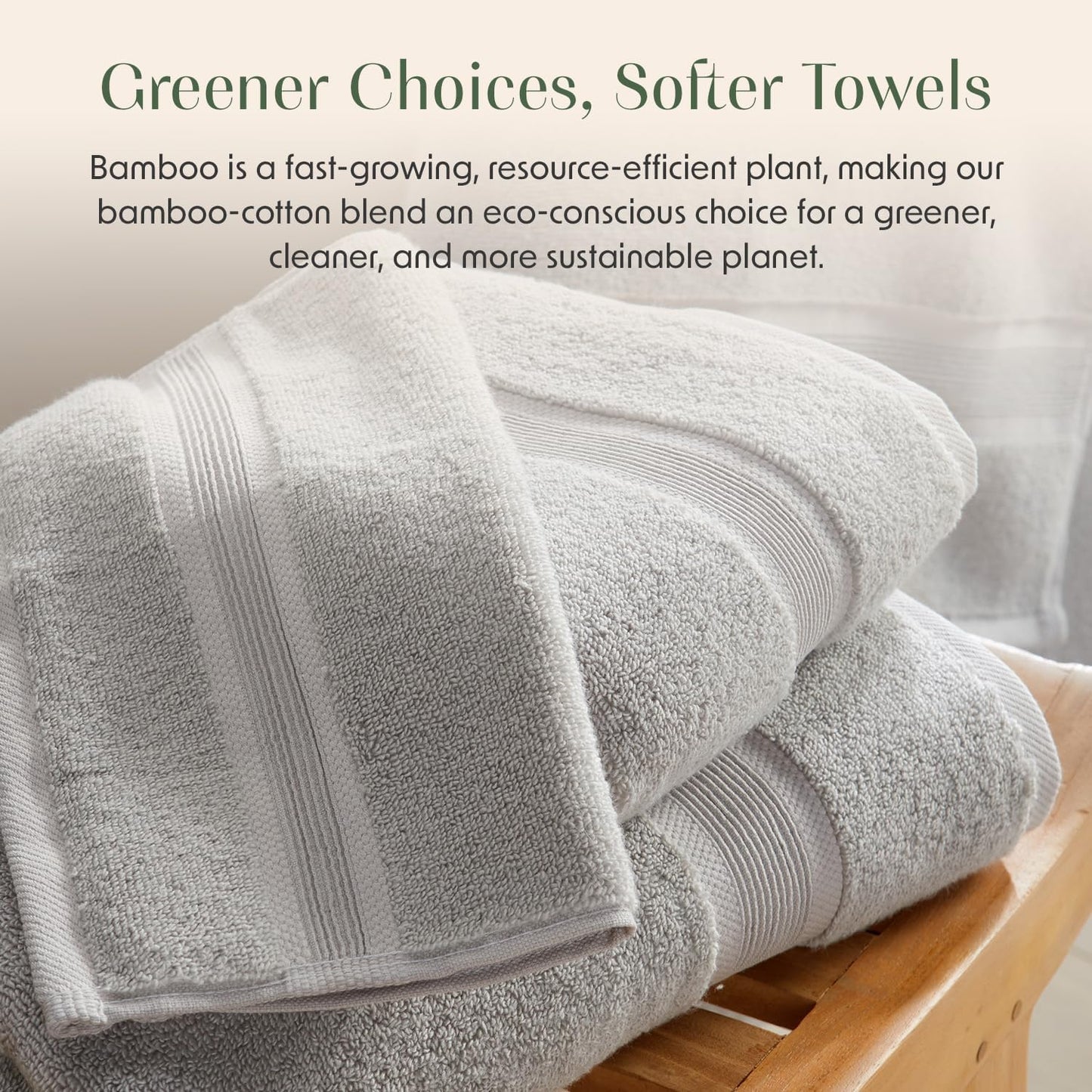Springtree Home Luxury Bamboo Rayon Bath Towel Set of 4 | 35% Bamboo Rayon - 65% Cotton | Absorbent Quick-Dry Towels for Bathroom | Oeko-TEX Standard 100 Cotton | Grey - 4 Pack