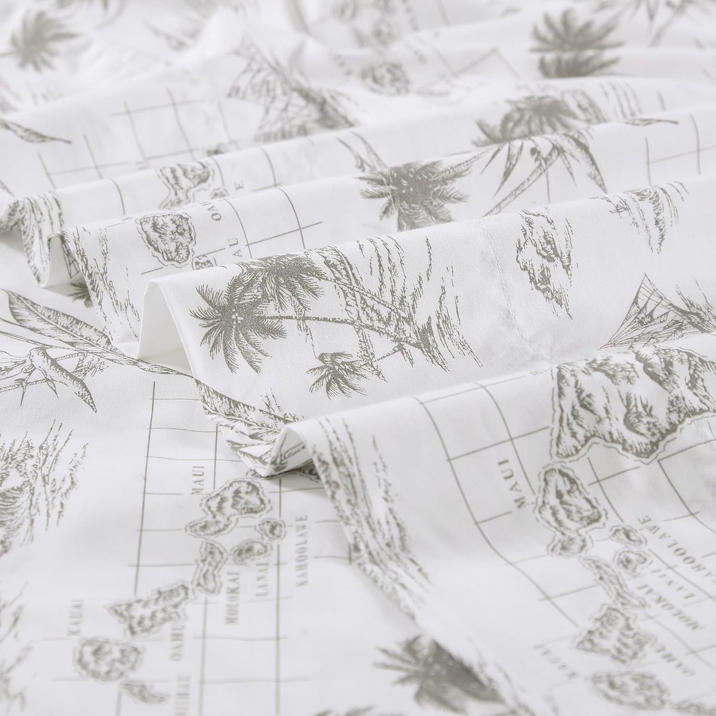 Tommy Bahama - King Sheets, Cotton Percale Bedding Set, Crisp & Cool, Stylish Bedding Set (Vintage Map Brown, King)