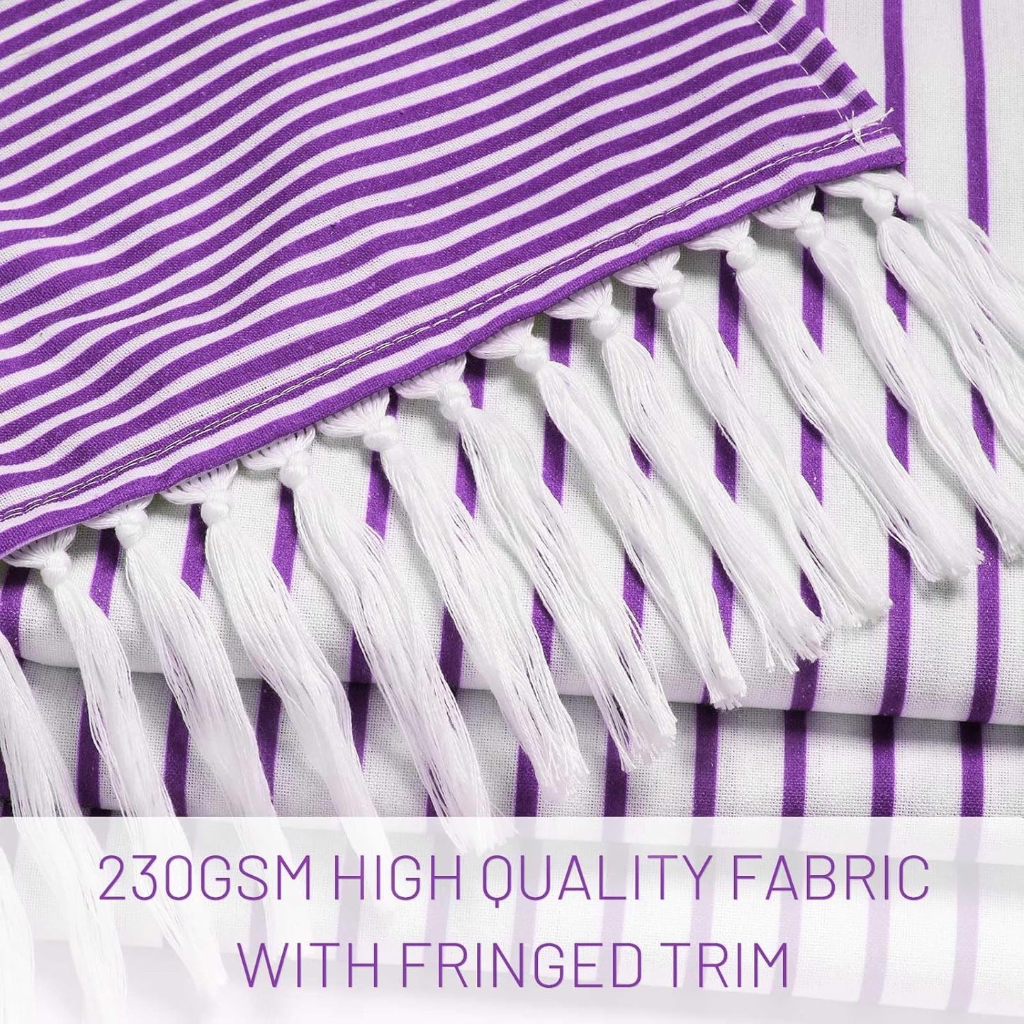 Awellife Boho Purple Shower Curtain for Bathroom Stripe Tassel Shower Curtain 72 X 72 Inches Farmhouse Cotton