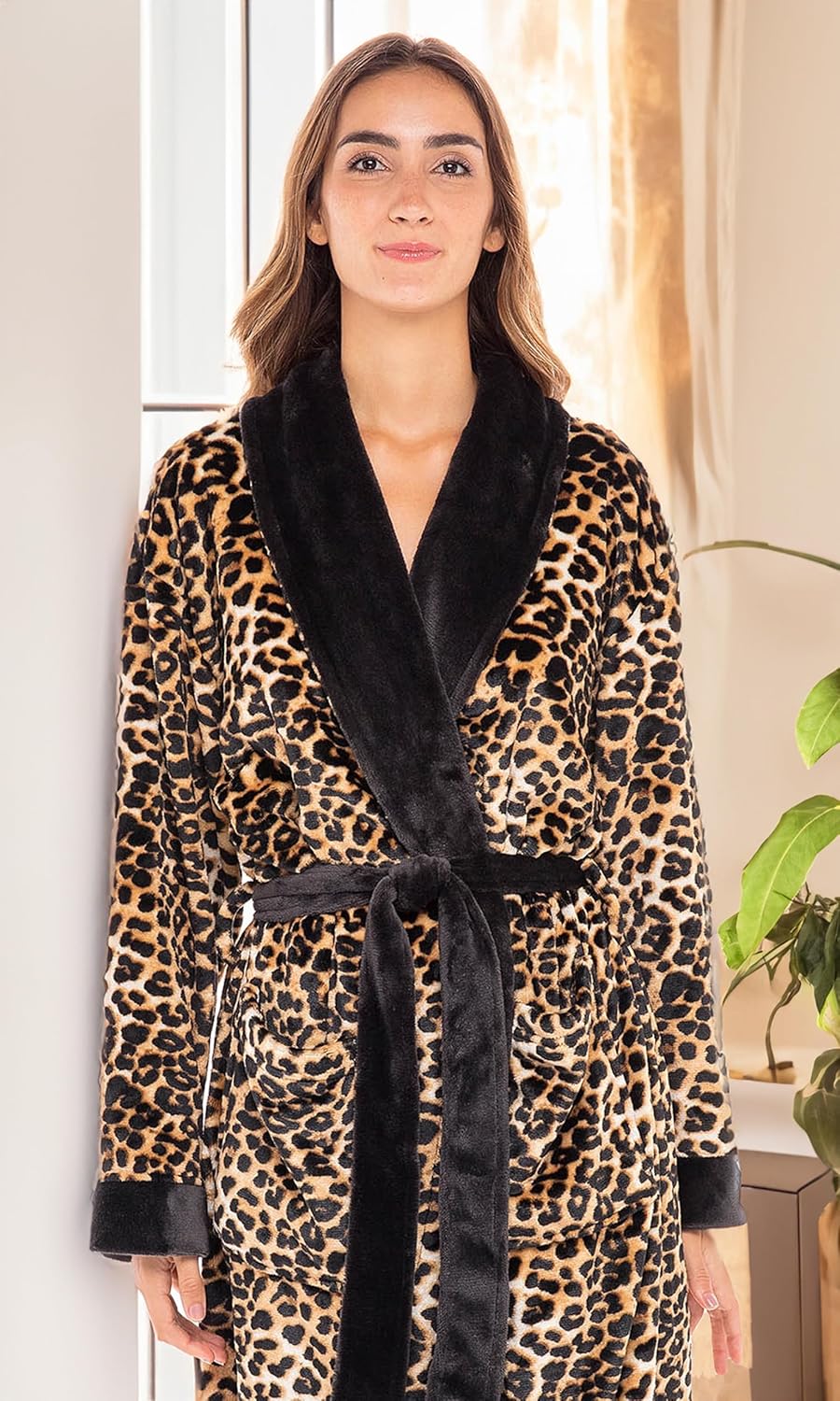 Alexander Del Rossa Plush Robe for Women, Long Fleece Winter Bath Robe, Plus Size