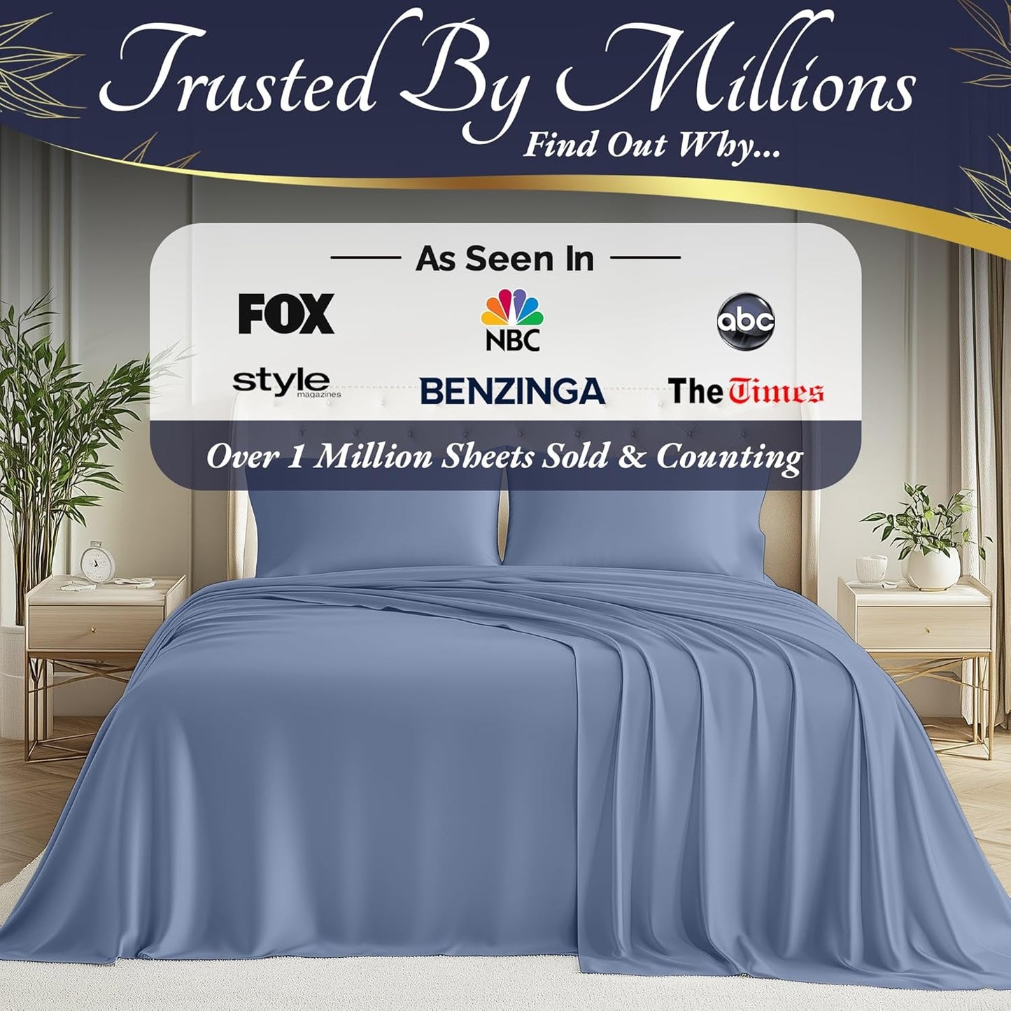 DECOLURE 100% Viscose Derived from Bamboo Sheets Twin Size 3pcs - Ultra Soft & Luxuriously Cooling, 17" Deep Pocket, Double Stitching, Perfect for Hot Sleepers - Twin Bed Sheets (Light Blue)