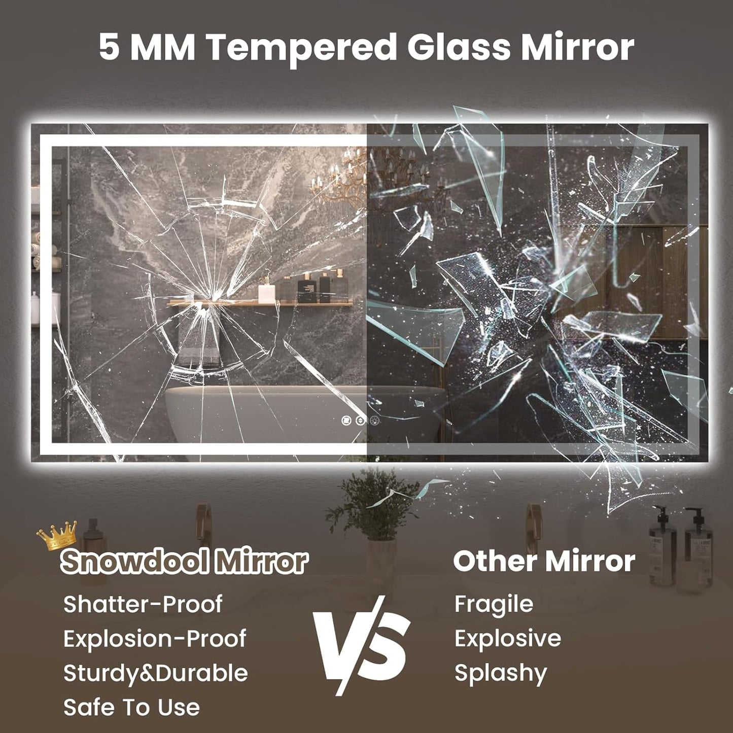 72"X36" LED Bathroom Mirror with Front Lights and Backlit, Anti-Fog, Dimmable, Shatter-Proof Tempered Glass, Lighted Bathroom Vanity Mirror for Wall with 3 Colors, Memory Function