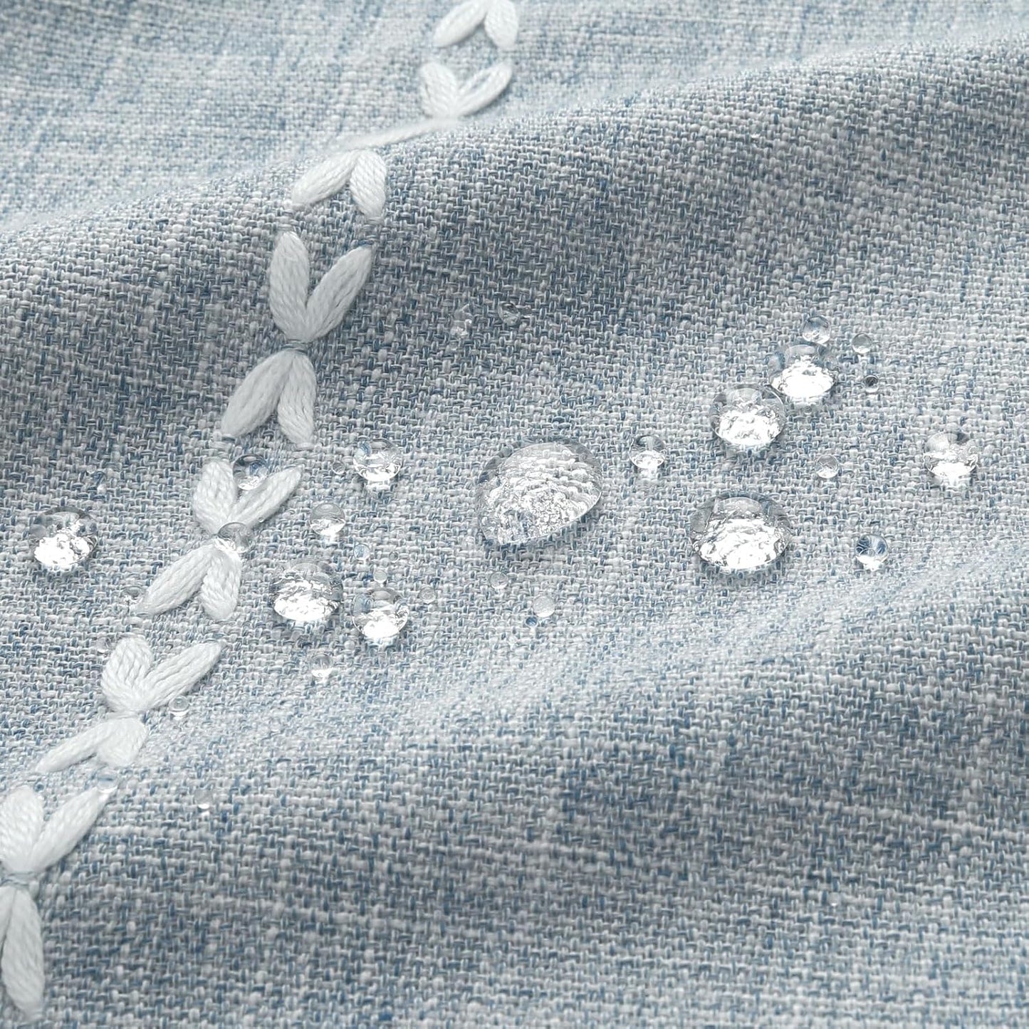 MitoVilla Boho Extra Long Shower Curtain 72 x 96, Blue Modern Farmhouse 96 inch XL Polyester Linen Texture Tassel Fabric Shower Curtain Set with Hooks for Cottagecore Country Bathroom Decor,Blue