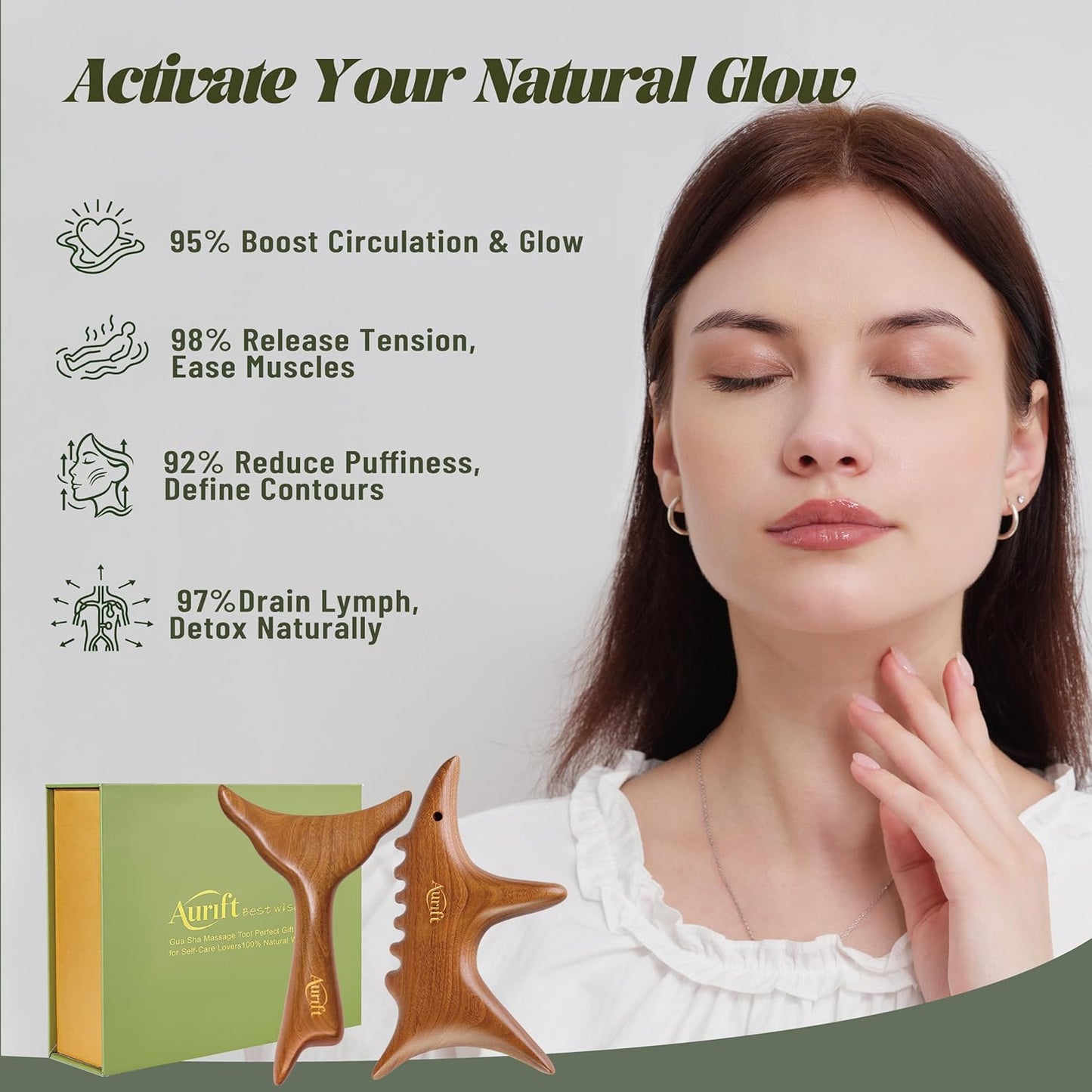 Gua Sha Tool & Acupoint Massage Setβ Wood Therapy Massage Tools for Body & Face, Lymphatic Drainage Massager, Jaw Lifting for Relaxation, Deep Tissue Massage & Foot Care, Self Care Gift for Women