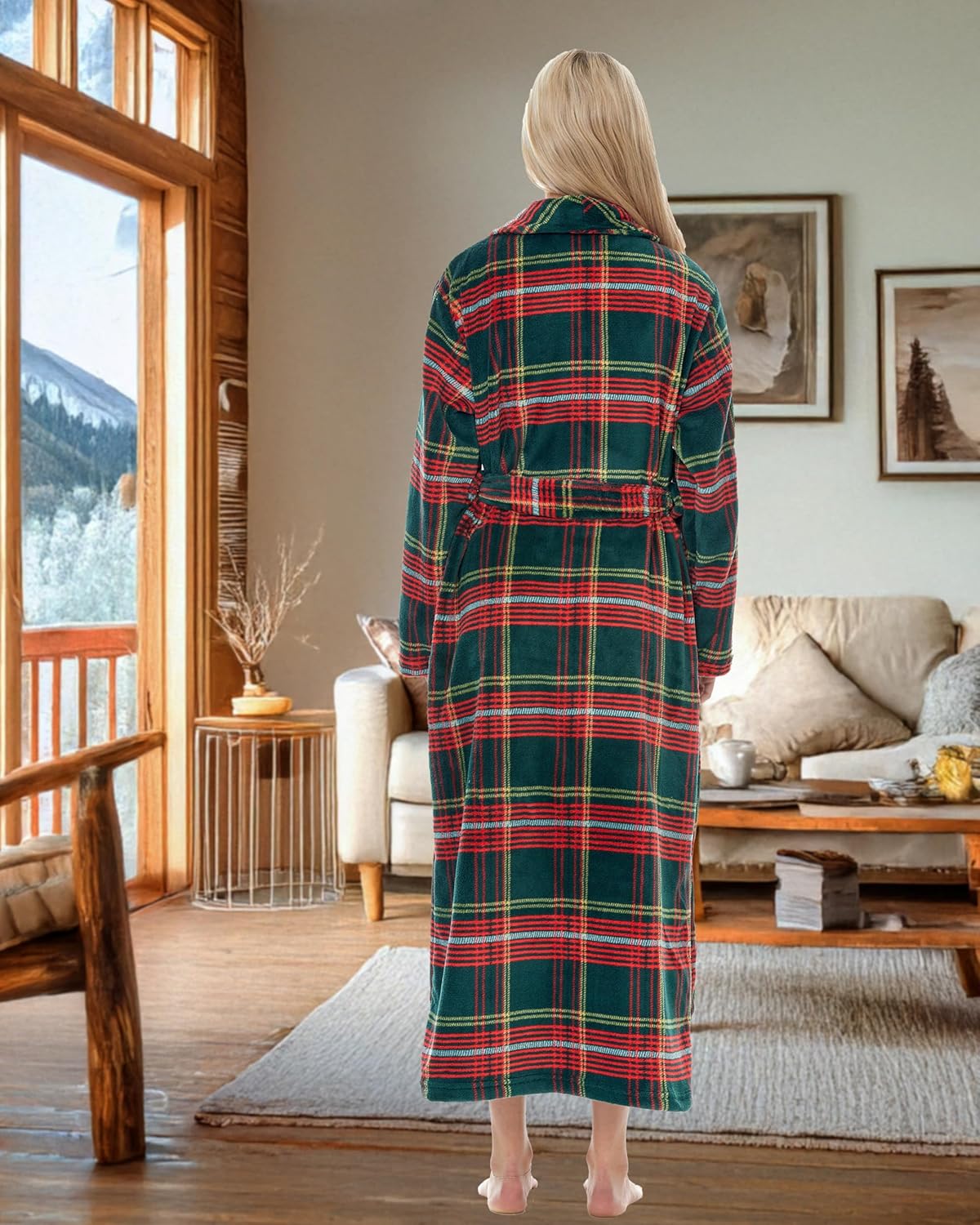 Alexander Del Rossa Plush Robe for Women, Long Fleece Winter Bath Robe, Plus Size