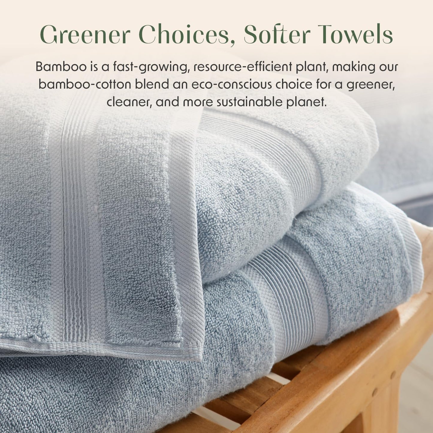 Springtree Home Luxury Bamboo Rayon Bath Towel Set 6 Piece Set | 35% Bamboo Rayon - 65% Cotton | Absorbent Quick-Dry Towels for Bathroom | Oeko-TEX Standard 100 Cotton | Blue Fog