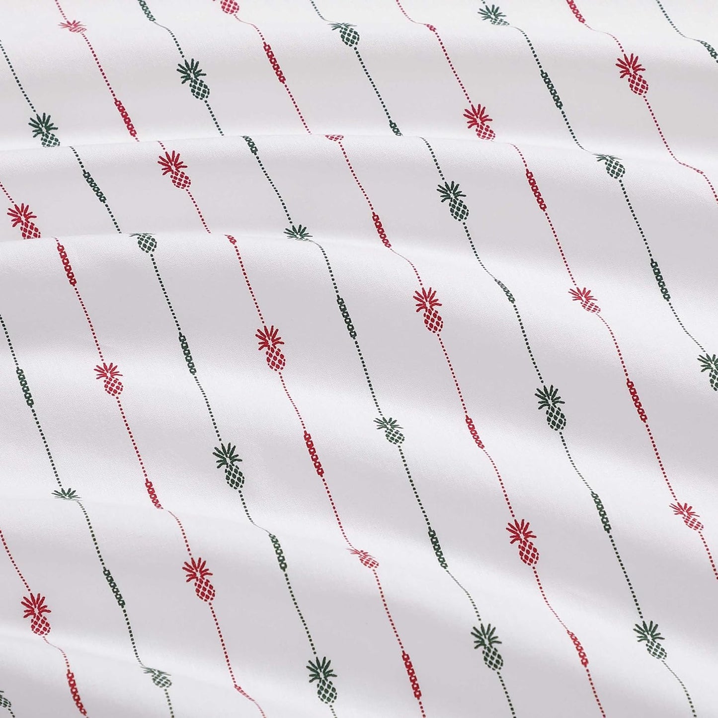 Tommy Bahama - Queen Size Sheet Set, Crisp & Cool Cotton Percale Bedding with a Smooth Lightweight Feel, 4 Piece Holiday Bed Sheets with Matching Pillowcases (Pineapple Pinstripe Red)