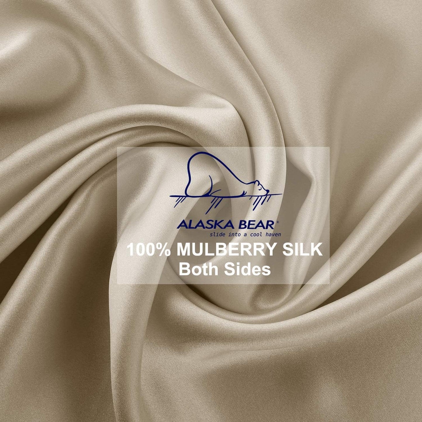 ALASKA BEAR Natural Silk Pillowcase, Hypoallergenic, 19 Momme, 600 Thread Count 100 Percent Mulberry Silk, Queen Size with Hidden Zipper (1,Champagne Gold)