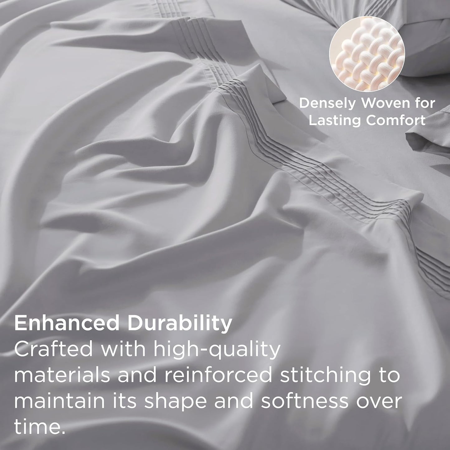 Bedsure Twin XL Sheets Dorm Bedding, GentleSoft Breathable Extra Long Twin Sheets & Pillowcases, Moisture Wicking Cooling, Deep Pocket Fits Mattress Up to 21 Inches Thick, Light Grey