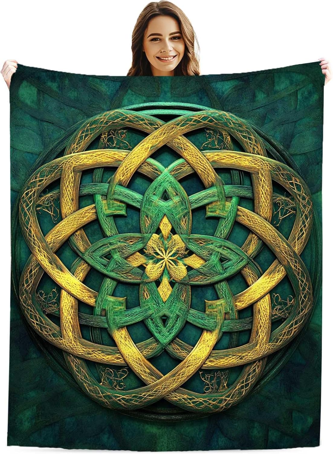 Celtic Knot Throw Blanket, Irish Style Celtic Knot Gifts for Men and Women, Soft Fleece, Lightweight & Cozy Decorative for Couch Sofa Bed, Living Room Decor, 40x50 Inches