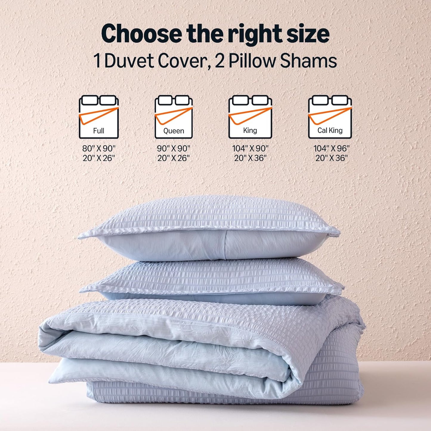 Amazon Basics Jacquard Geometric Microfiber 3-Piece Duvet Cover Set, Includes 1 Duvet Cover and 2 Pillow Shams, Full, Blue Striped