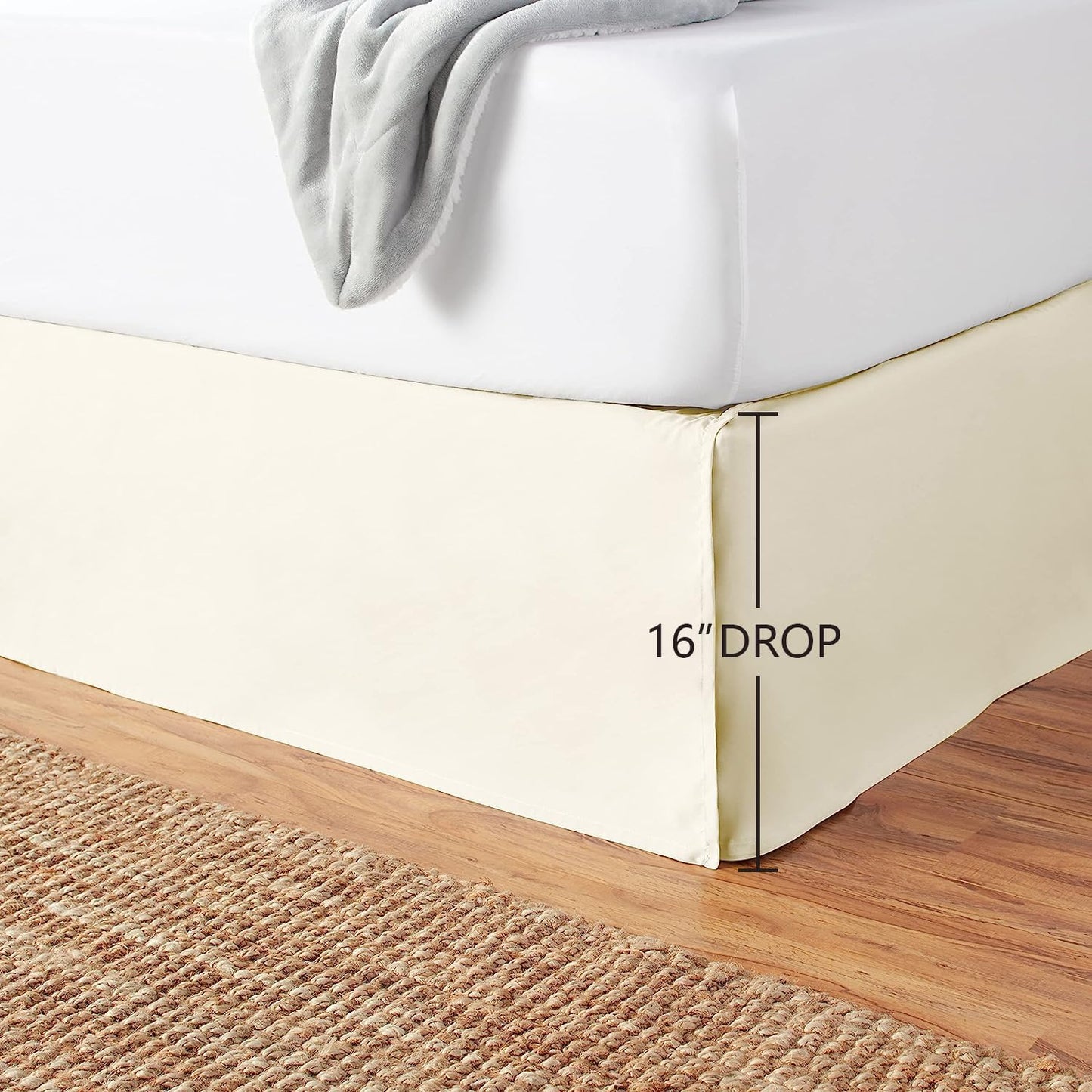 Amazon Basics Lightweight Pleated Bed Skirt, King, Beige, Solid