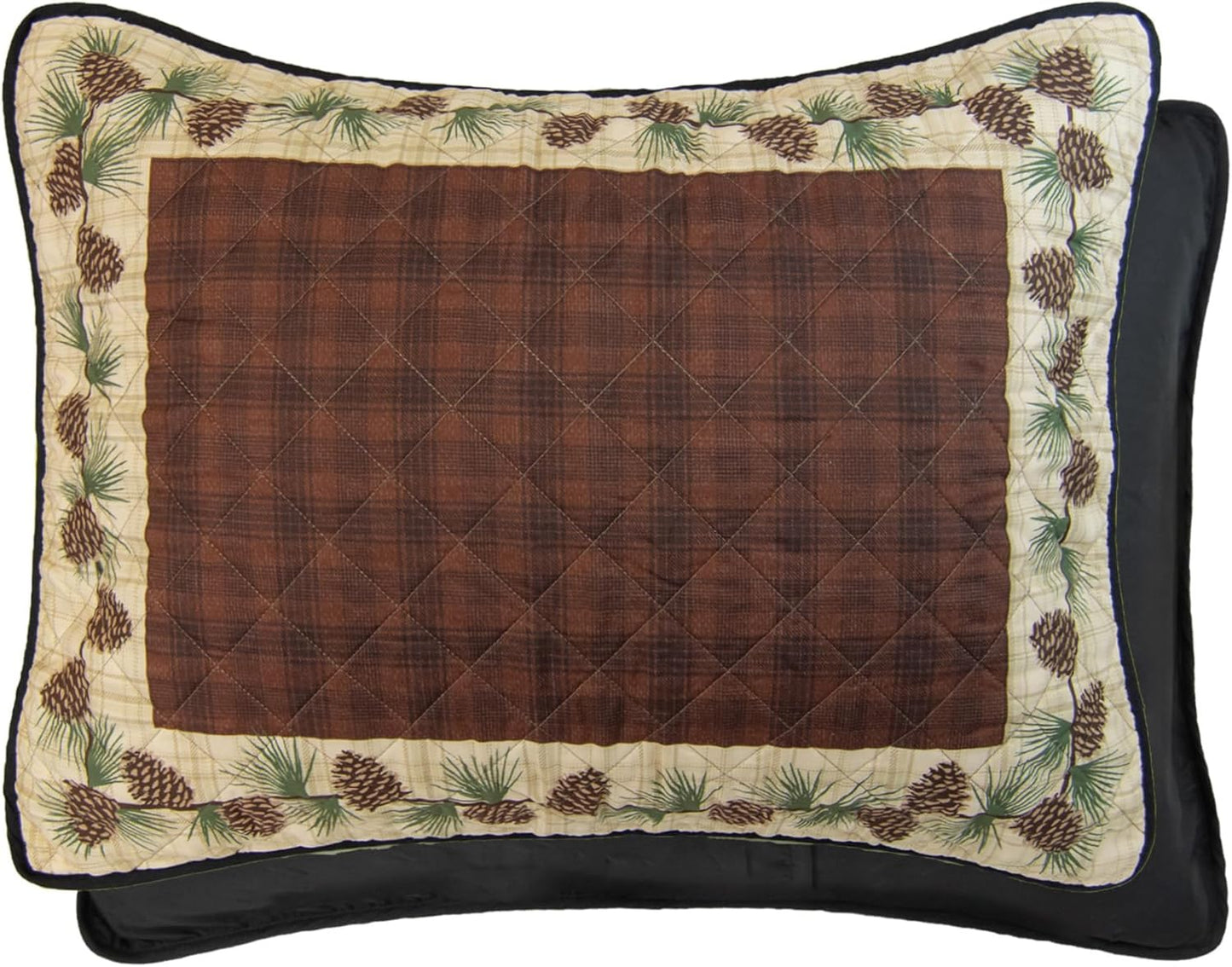 Donna Sharp Pine Circle Polyester Quilted Bedding Set - 3-Piece King Size Quilt Set - Includes 1 Quilt and 2 King Pillow Shams - Machine Washable - Traditional Design