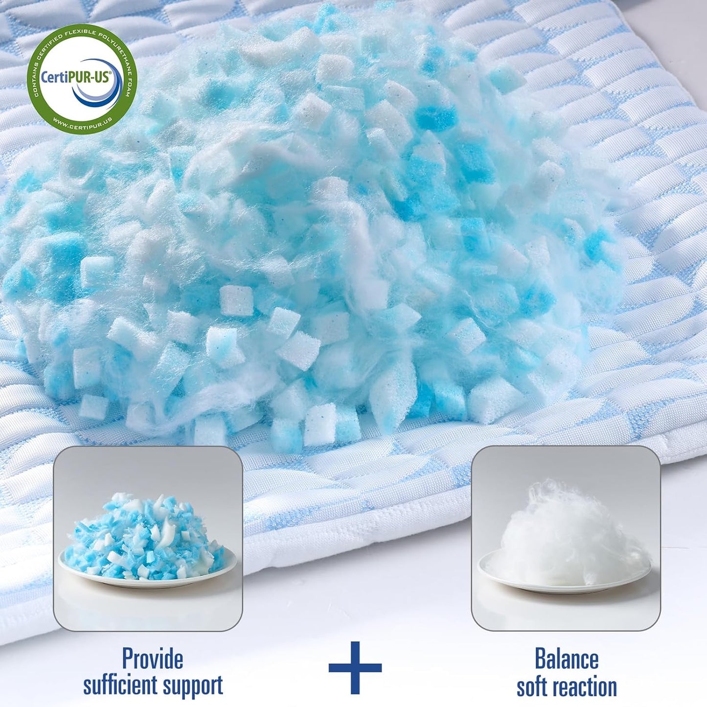 QUTOOL King Size Pillows Set of 2 โ Firm Cooling Shredded Memory Foam, Adjustable Loft for Side, Back & Stomach Sleepers, CertiPUR-US Certified Foam, Machine-Washable Cover, Supportive & Breathable