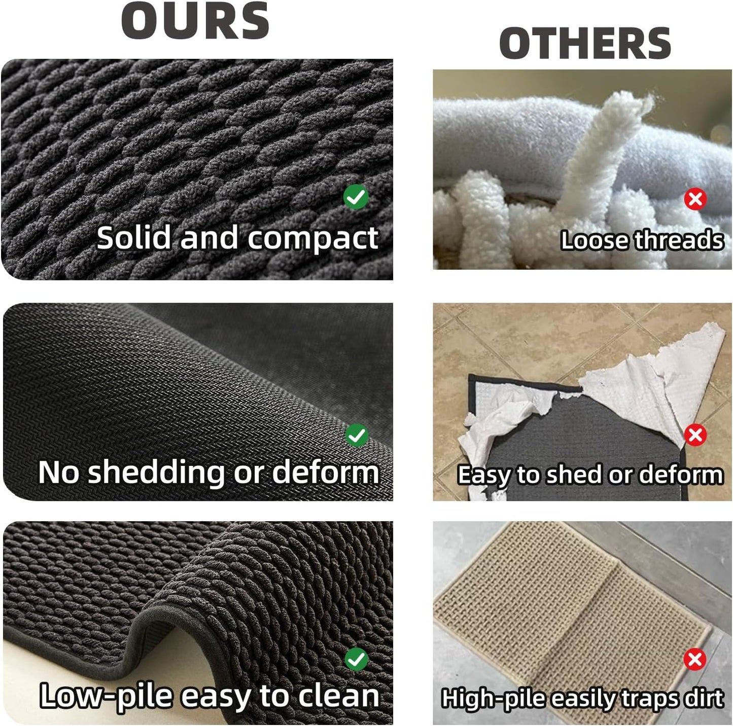 Black Bathroom Runner Rugs, Long Bath Mat Runner Washable Thin Quick Dry Low Pile Bathroom Runner Rugs Non Slip, Black 24''x70''