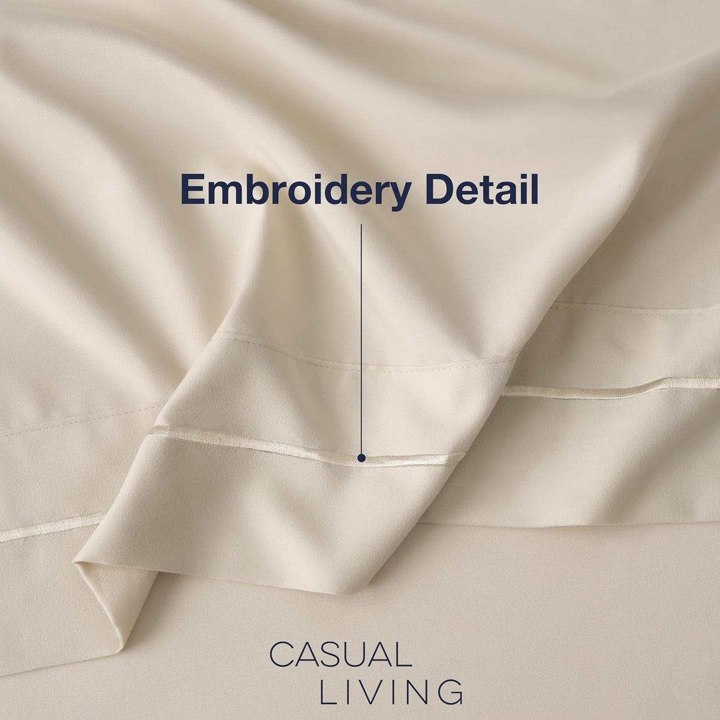 CASUAL LIVING King Sheets 4 Piece Set with 2 Pillowcases, Soft Microfiber Hypoallergenic Washable Deep Pocket Lightweight Bedding Elasticized, King Sheet Sets, Beige