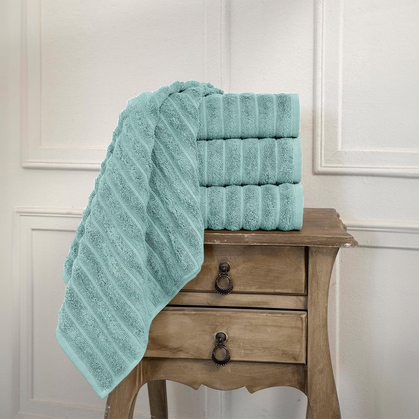 Classic Turkish Towels CTT Luxury Hand Towels for Bathroom Set of 4, 100% Turkish Cotton, Quick Dry & Comfy Towels for Hotel & Spa, Highly Absorbent | 20"x32" (Spa Green)