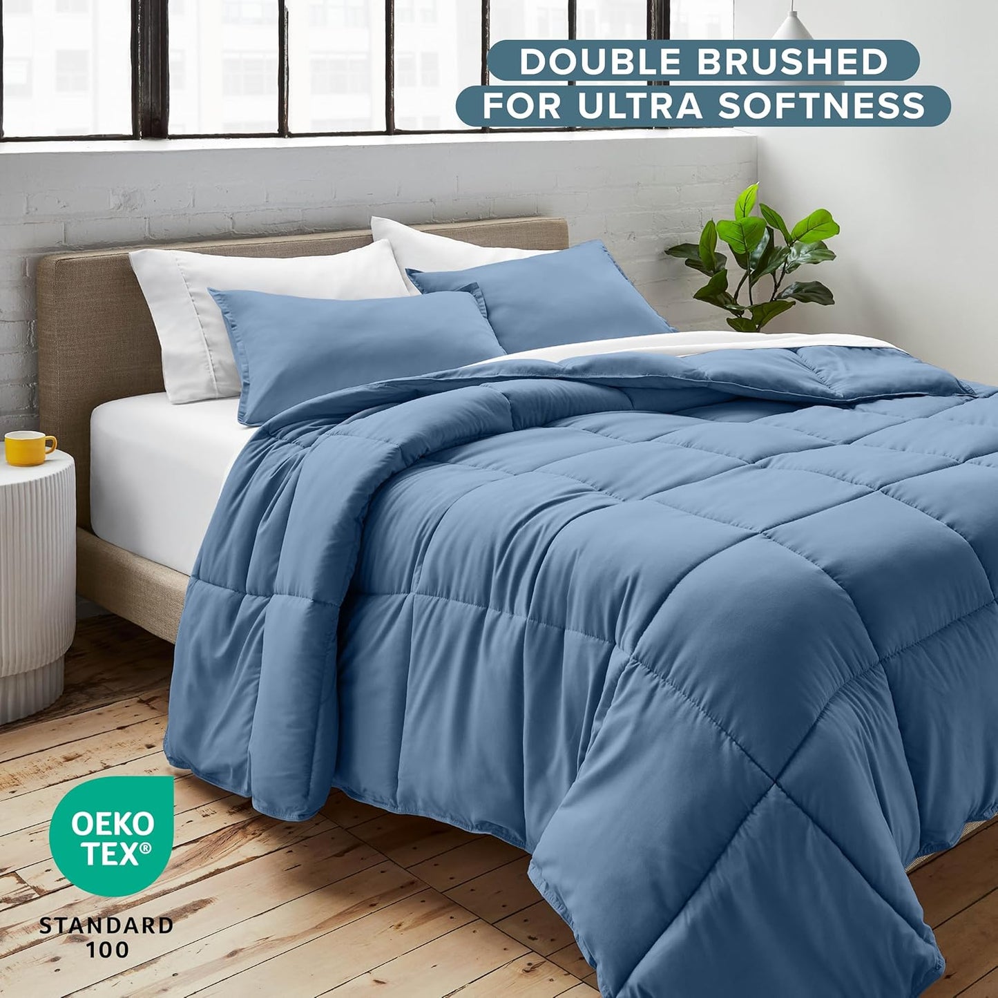 Bare Home Comforter Set - Full Size - Ultra-Soft - Goose Down Alternative - Premium 1800 Series - All Season Warmth (Full, Coronet Blue)