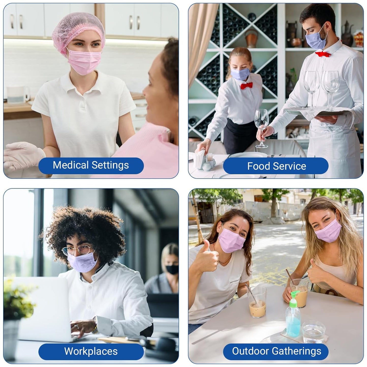 JMU 500 Pcs Pink Disposable Face Masks, 4-Ply Protection ASTM Level 3 Medical Face Masks for Adult