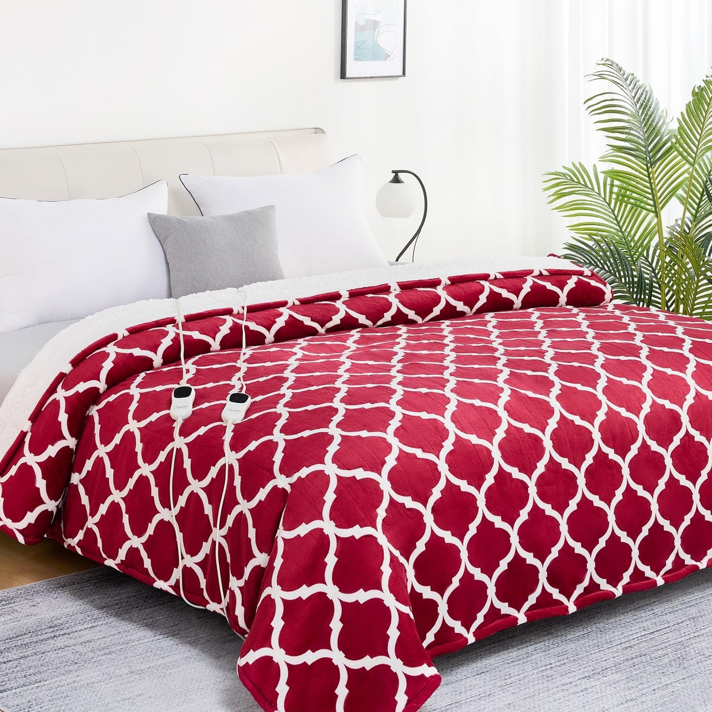 Homemate Heated Blanket Electric Queen Size - 84“x90“ Heating Blanket with 10 Fast Heat Levels 8 Hours Auto Off Ultra Soft Cozy Flannel Over-Heated Protection ETL Certification Keep Warming in Home