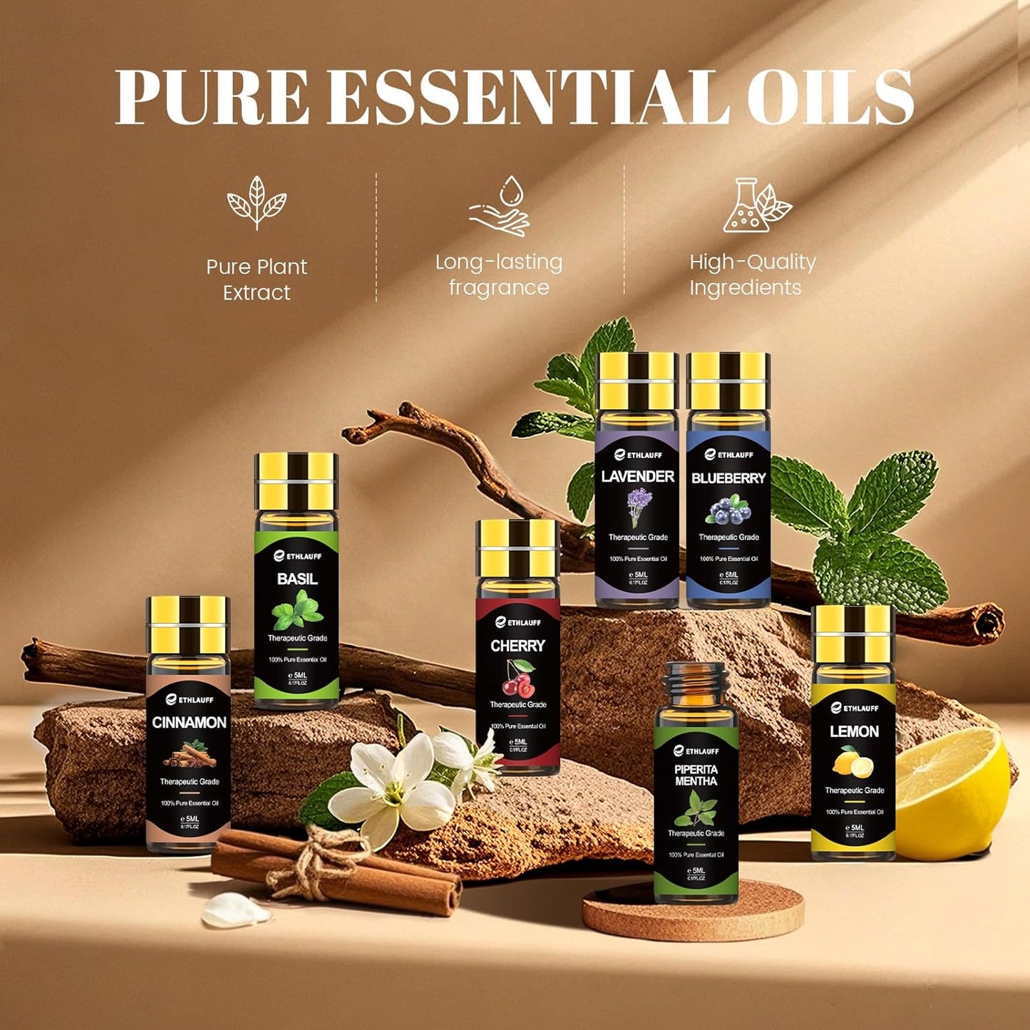 Essential Oil Set - Essential Oils - Pure Essential Oils - Perfect for Diffuser, Massage, Soap, Candle, Bath Bombs Making, Skin & Hair Care, 96x5ml(0.17fl.oz)