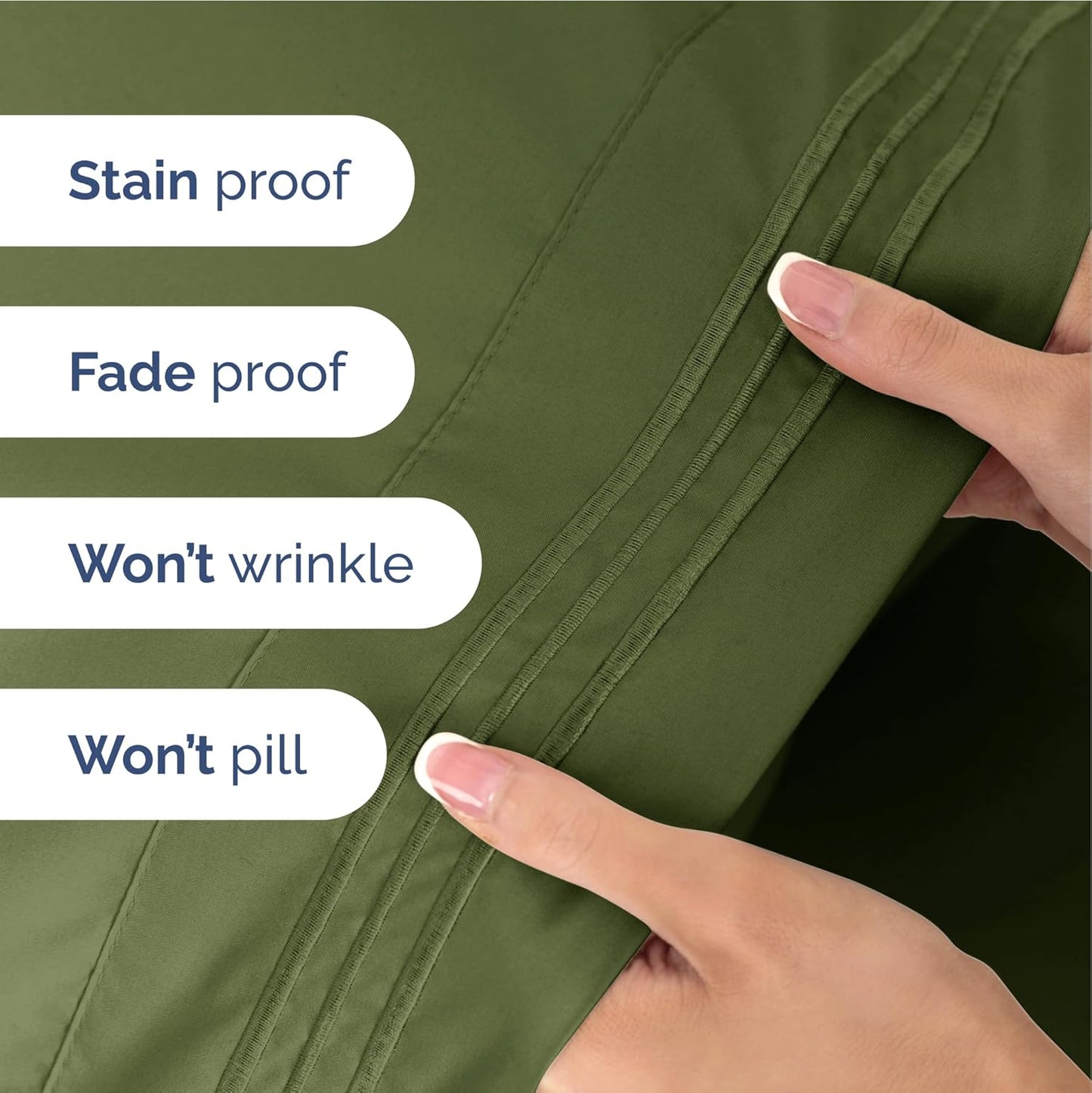 Twin XL Size 3-Piece Sheet Set - Extra Soft, Breathable & Cooling - Hotel Luxury Durable Bed Sheets for Women & Men - Deep Pockets, Easy-Fit & Wrinkle-Free - Deep Olive Oeko-Tex