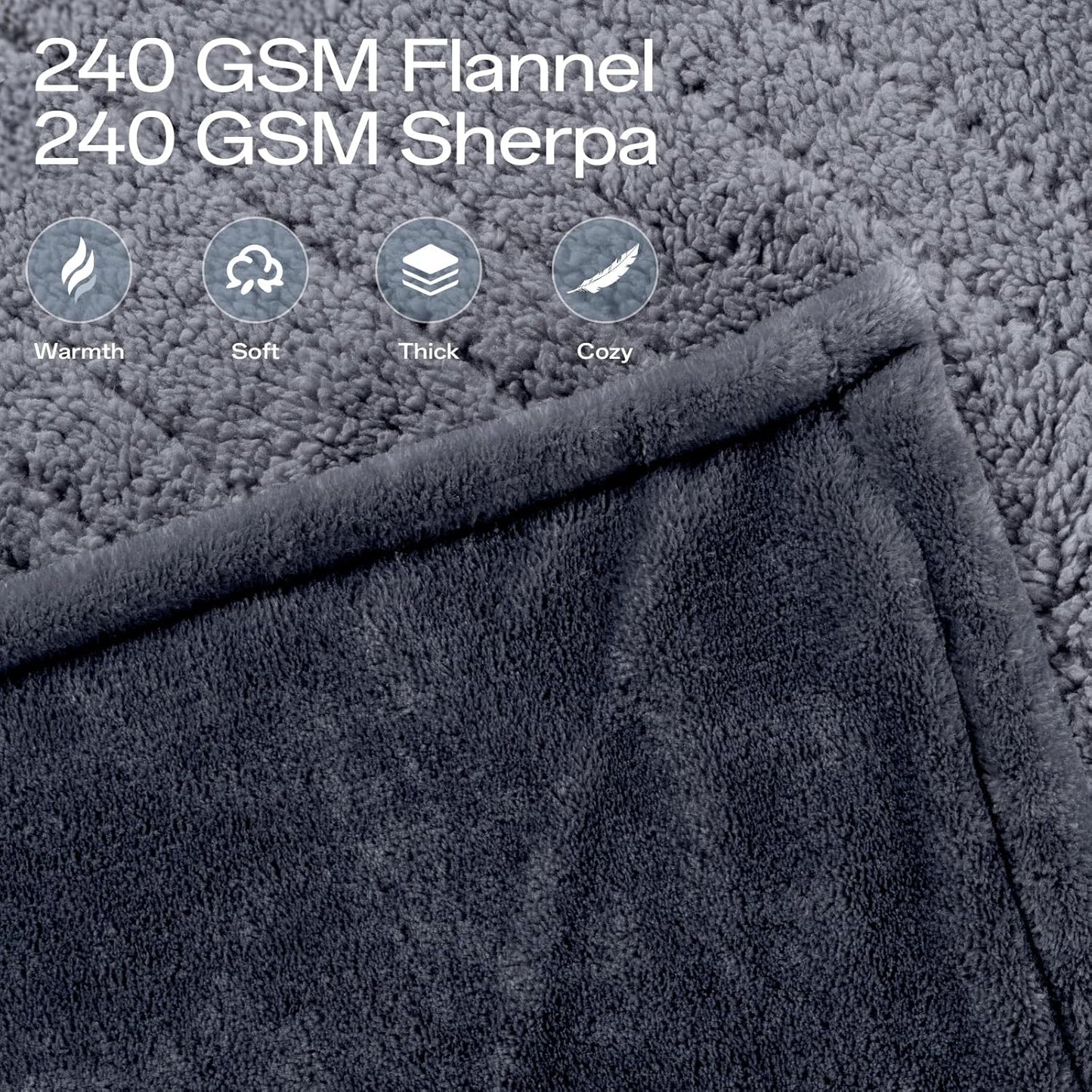 Heated Blanket Electric Full Size with 8 Heat Levels & 10 Time Settings, Heating Blanket with Flannel & Sherpa for Bed, Full Body, Couch, Home Office Use, Machine Washable, Warm Gift (Grey 72"x84")
