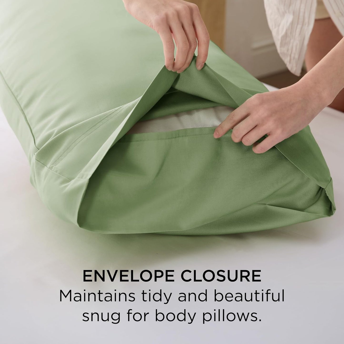 Bedsure Body Pillow Cover, Cooling Body Pillow Pillowcase for Hot Sleepers, Rayon Derived from Bamboo, Breathable & Silky Soft Long Pillow Case Cover with Envelope Closure, Sage Green, 20x54 Inches