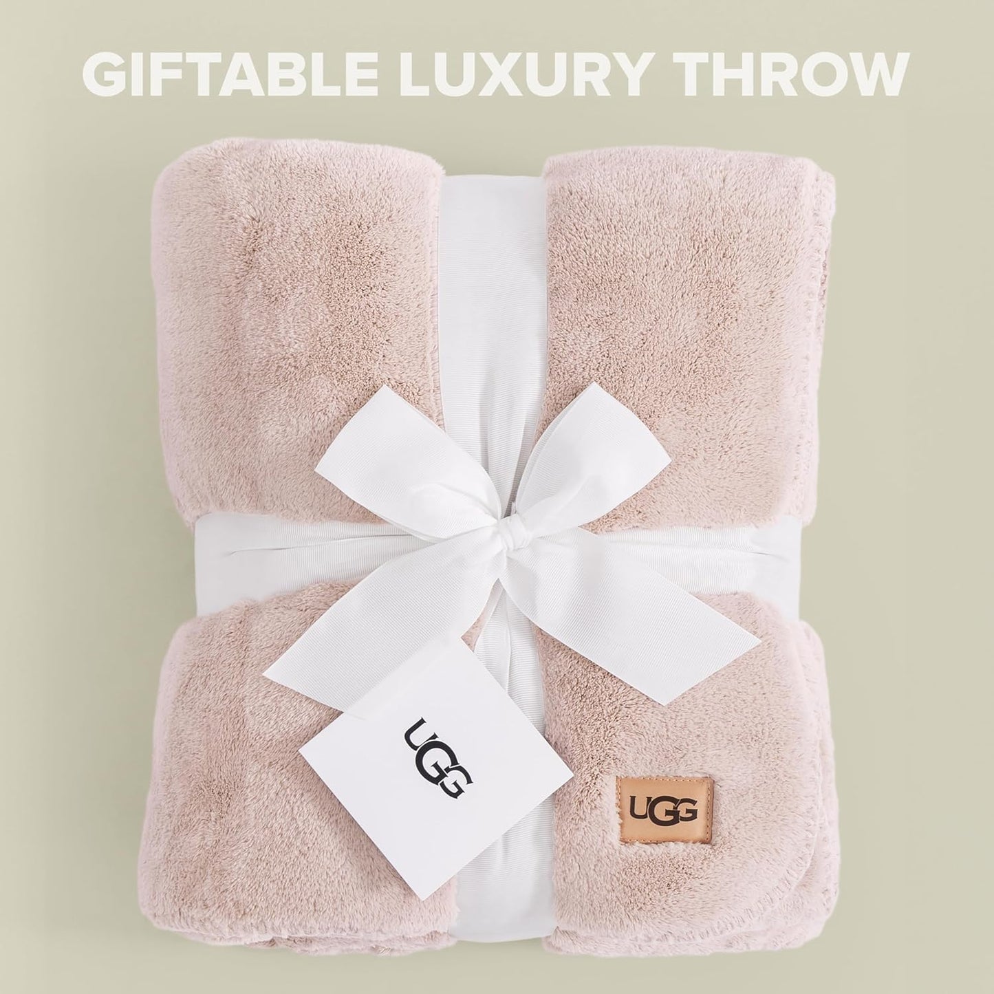 UGG Plush Twin Blanket, Soft Cozy Fleece Blanket for Bed, Luxury Fluffy Oversized Throw for Couch, Washable Hypoallergenic Twin Bedding, 66" x 90", Quartz Pink (Whitecap)