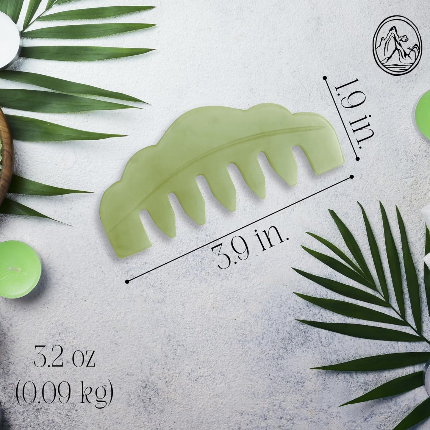 Mount Lai Hand-Carved Natural Jade Gua Sha Scalp Comb – Scalp Massager & Scraping Guasha Tool for Relaxation, Blood Circulation & Cooling