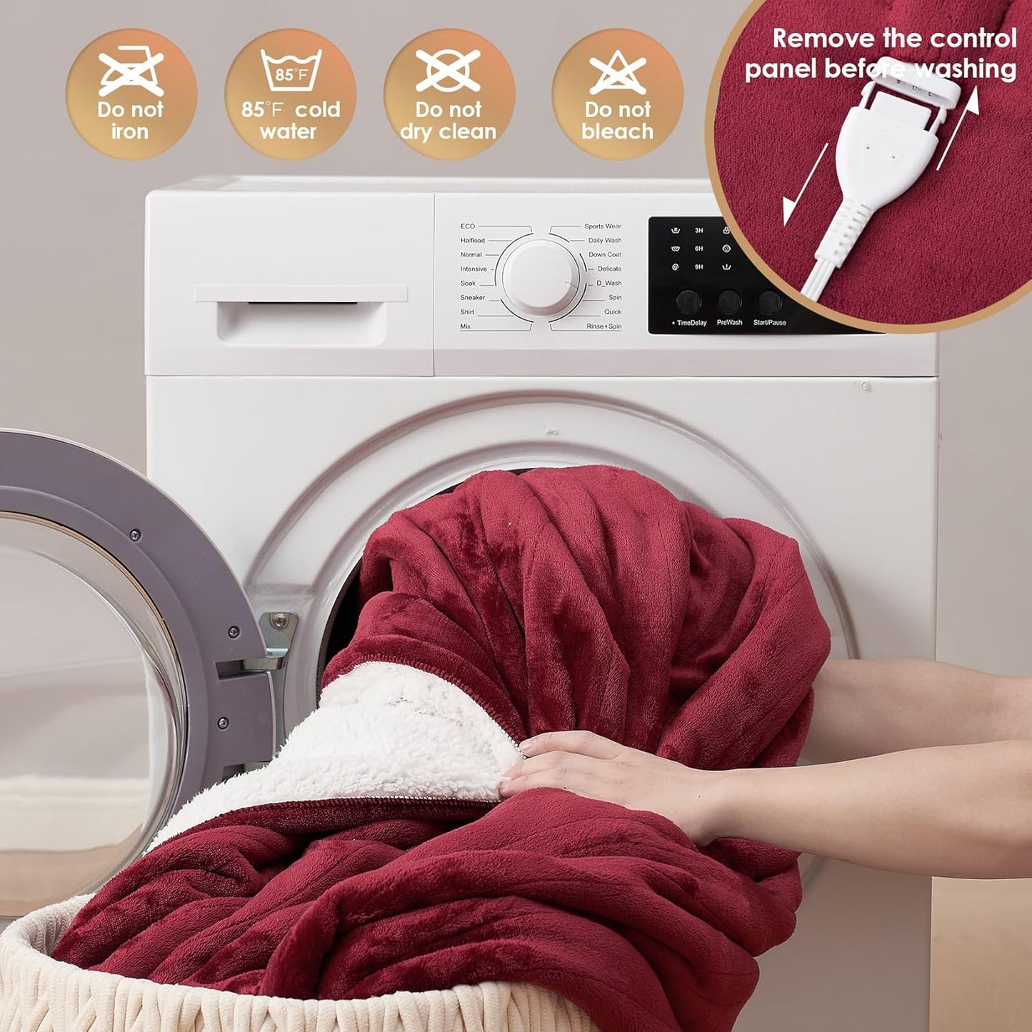 EHEYCIGA Electric Blanket Full Size - Heated Blanket with 9 Heating Levels & 10 Hours Auto Off, Soft Cozy Sherpa Washable Blanket, 72 x 84 Inches