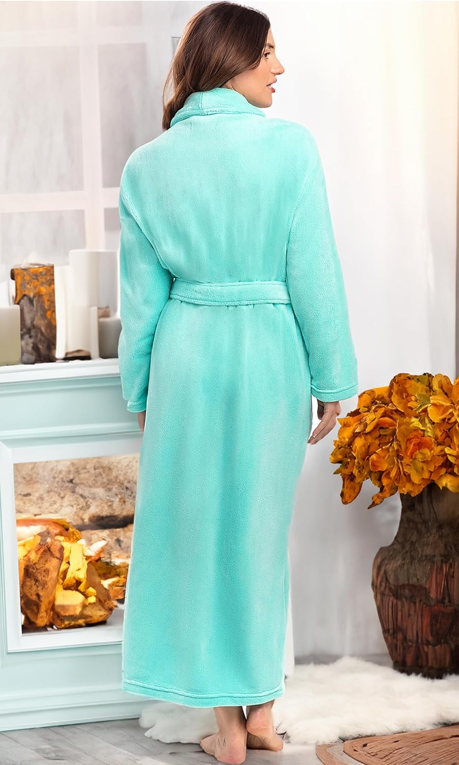 Alexander Del Rossa Plush Robe for Women, Long Fleece Winter Bath Robe, Plus Size