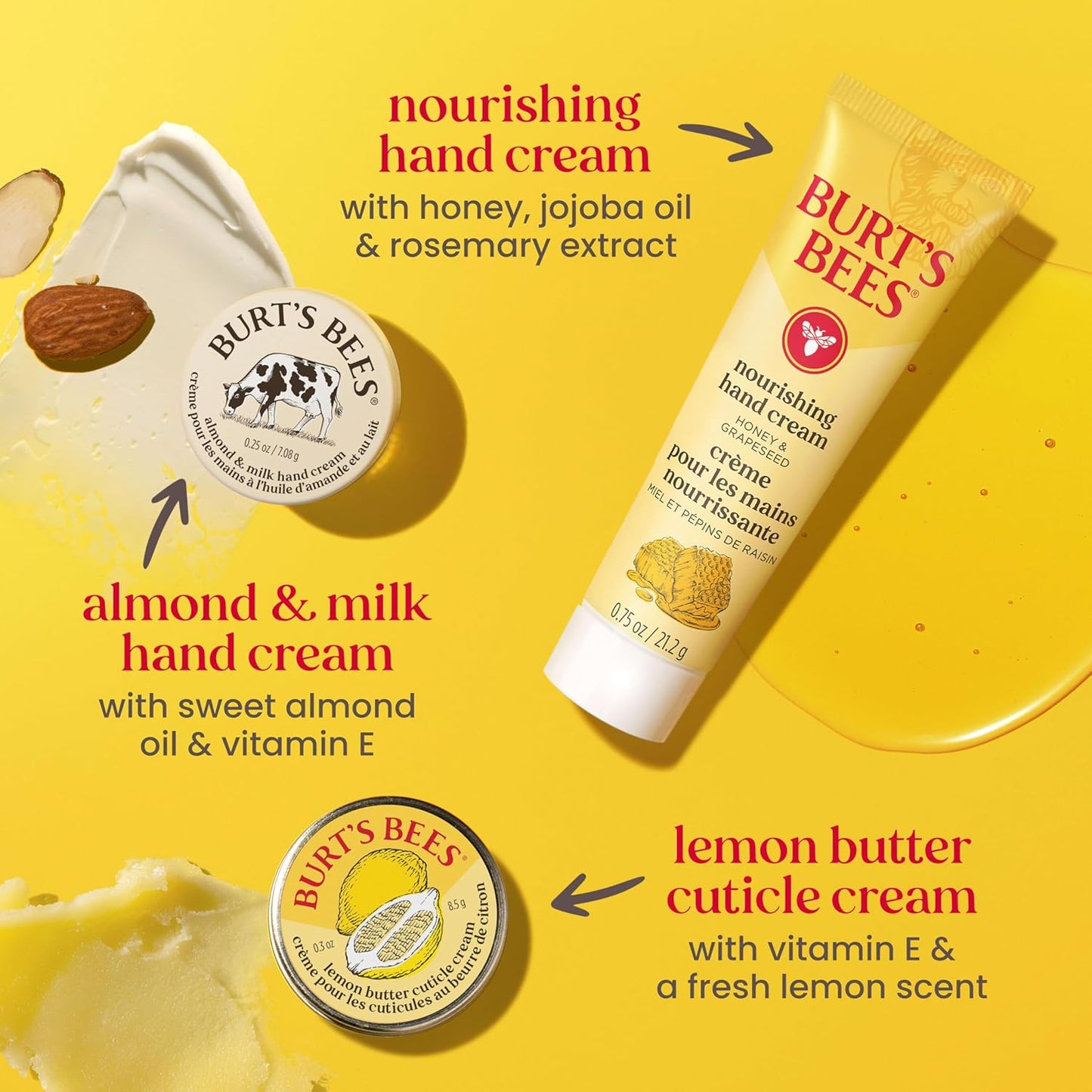Burt's Bees Christmas Gifts - Tips and Toes Kit, 6 Travel Size Products for Stocking Stuffers - Pomegranate Moisturizing Lip Balm, 2 Hand Creams, Foot Cream, Cuticle Cream, and Hand Salve