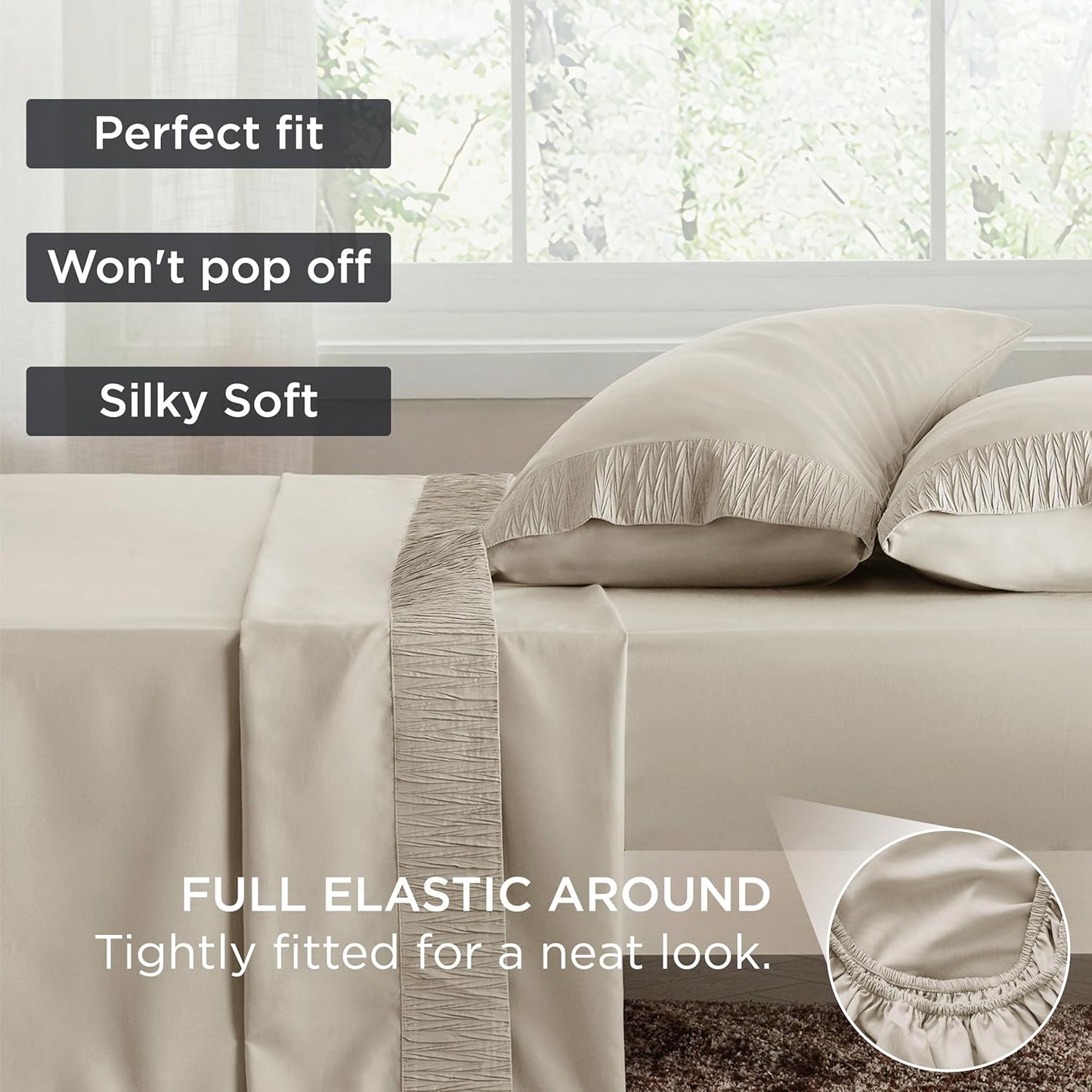 Bedsure California King Sheet Sets - 4 Pieces Soft Cal King Sheets - Breathable & Cooling - Hotel Luxury - Easy Care Polyester Microfiber Bedding for Women, Men, Linen