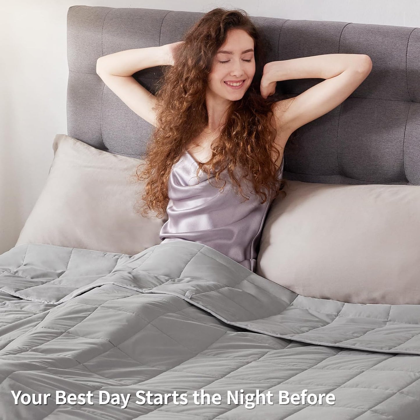 anfie Modern Weighted Blanket (88x104-25lb, Stone Grey), Ultra Soft Polyester, Cooling, 25 lbs, King Size, Machine Washable, Bagged, Lightweight, Unisex