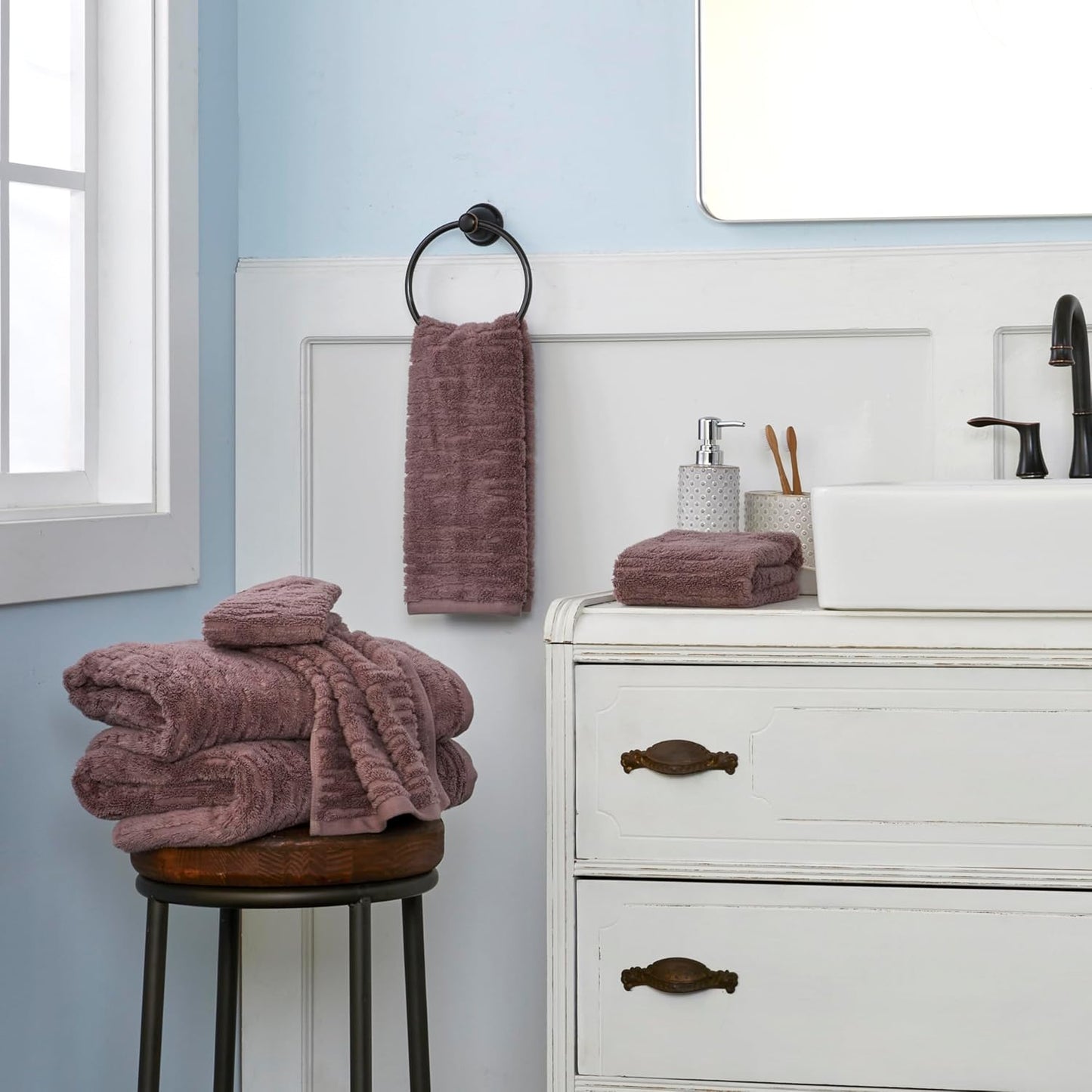 SKL Home CloudSoft Cotton Luxury 4 Pc Bath Towel Set, Plum