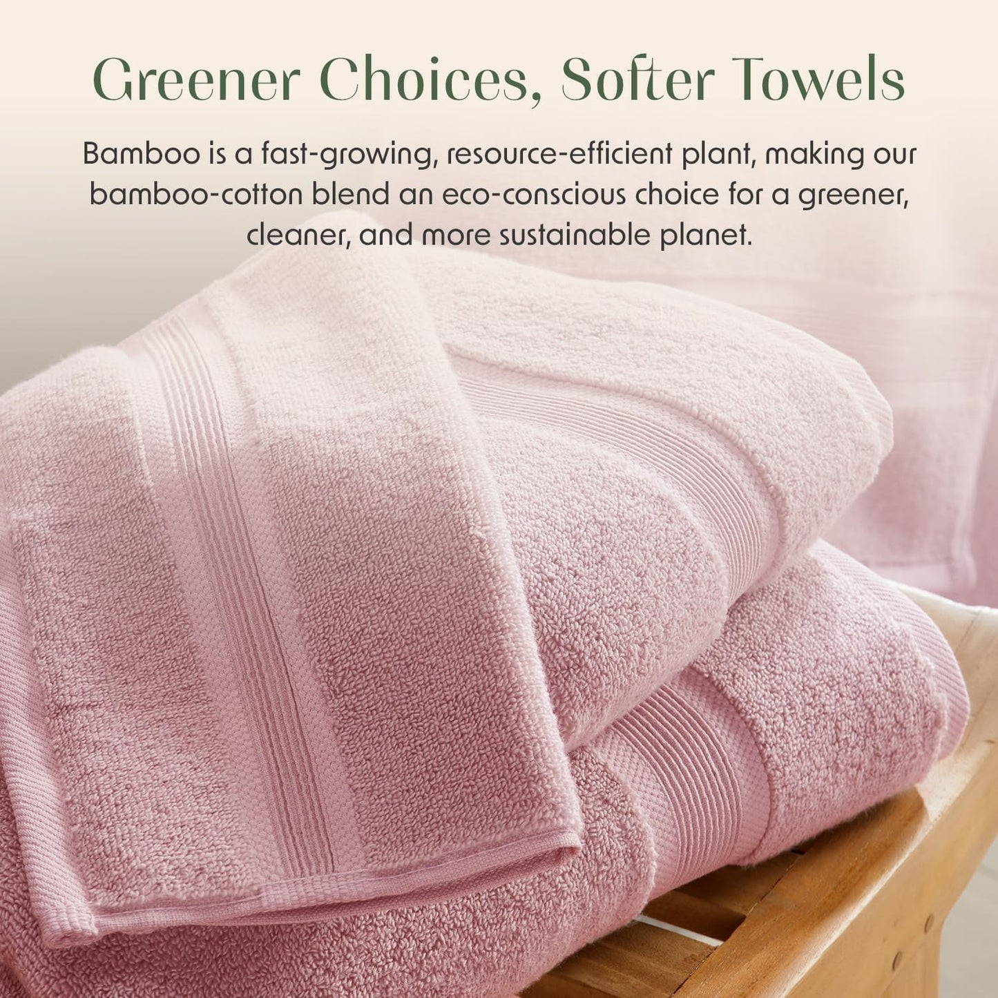 Springtree Home Luxury Bamboo Rayon Bath Towel Set 6 Piece Set | 35% Bamboo Rayon - 65% Cotton | Absorbent Quick-Dry Towels for Bathroom | Oeko-TEX Standard 100 Cotton | Pink Shadow