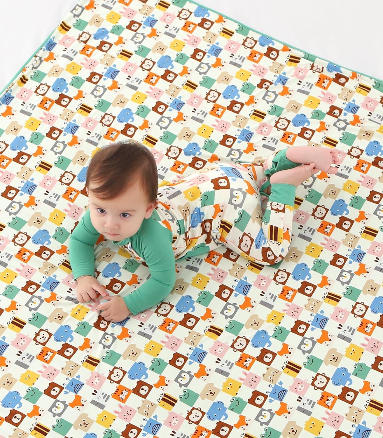 Premium Baby Blanket, Stretchy Quilt for Kid, Soft Crib Bedding for Newborn Baby and Toddler, Nursery Blanket for Boys and Girls, Viscose Made from Bamboo 50'' x 50'' Animal