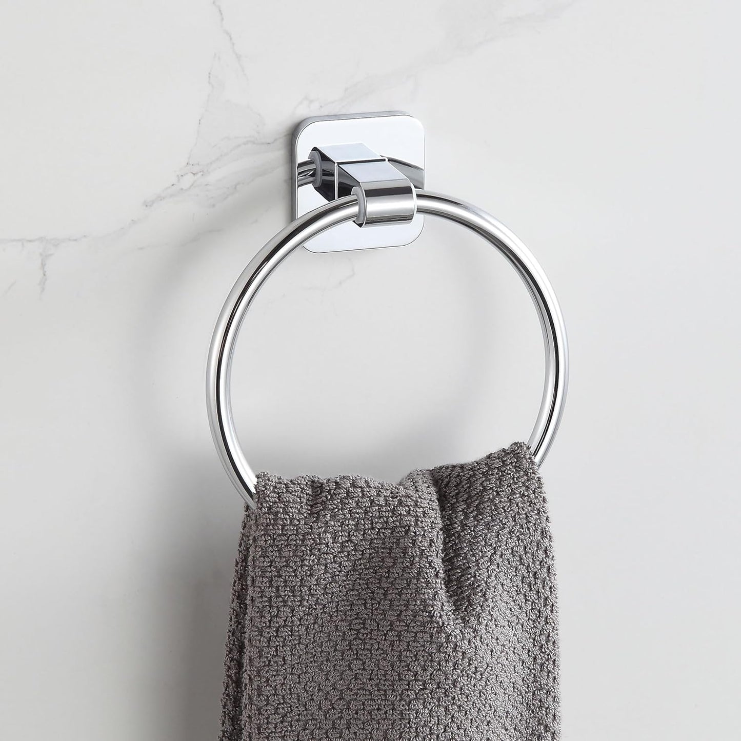 Bathroom Accessories Set, 4 Pieces Bathroom Hardware Set, 24 inch Towel Bar, Towel Racks, Robe Towel Hooks, Toilet Paper Holder Wall Mounted Or Self-Adhesive,Stainless Steel and Plastic (Chrome)