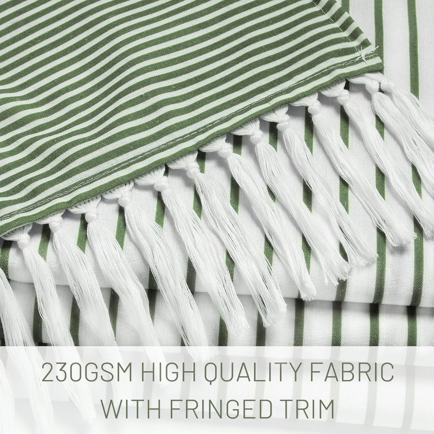 Awellife Boho Sage Green Shower Curtain for Bathroom Stripe Tassel Shower Curtain 72 X 72 Inches Farmhouse Cotton