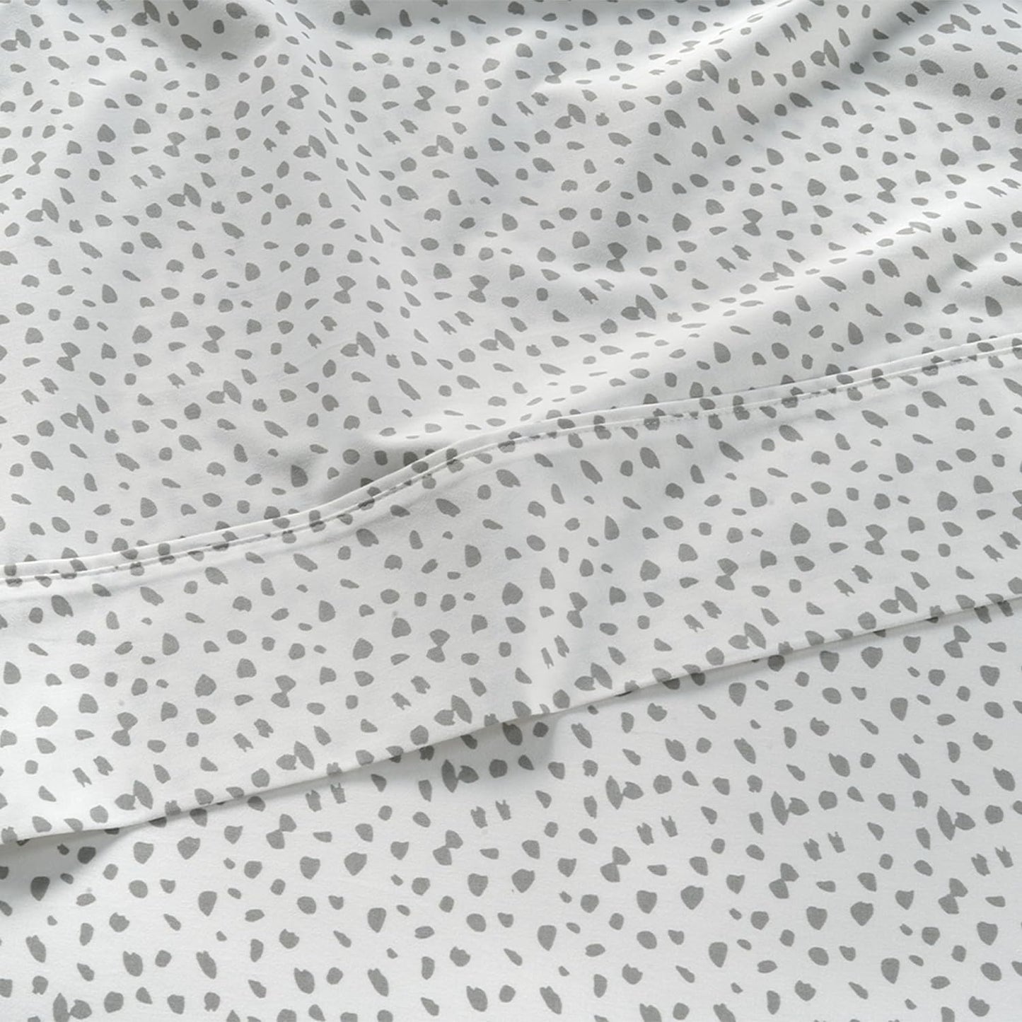LANE LINEN King Size Sheets – 450 Thread Count Long-Staple 100% Cotton King Bed Sheets, Sustainably Produced & Oeko-Tex Certified, Soft Silky Sateen Finish, 15" Deep Pocket Fitted Sheet – Misty Dot
