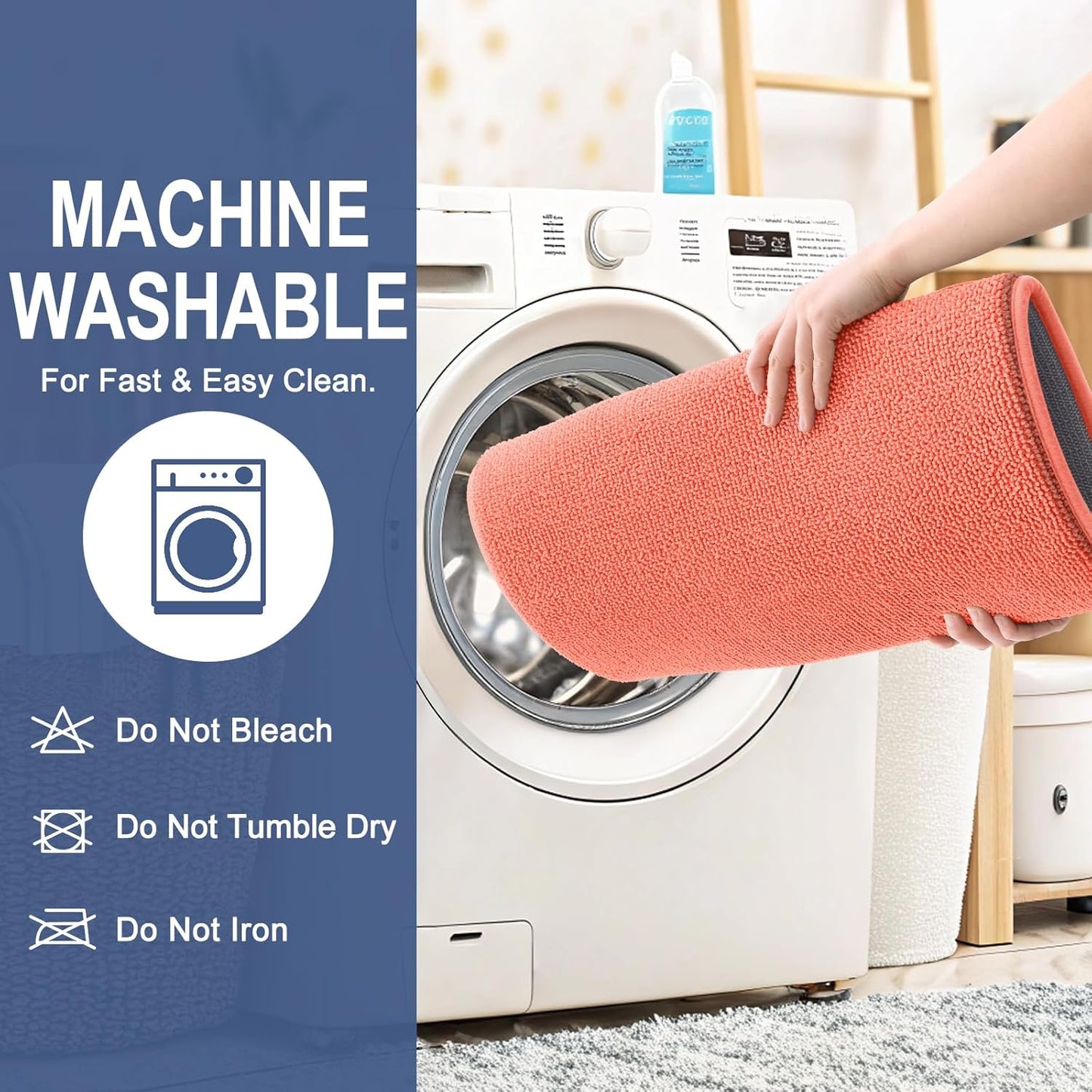 OLANLY Thick Memory Foam Bath Mat Rug 24x16, Extra Soft Absorbent Bathroom Rug, Quick Dry Bath Mats, Non-Slip, Machine Washable Carpet for Bathroom, Tub and Shower, Home Decor Accessories, Coral