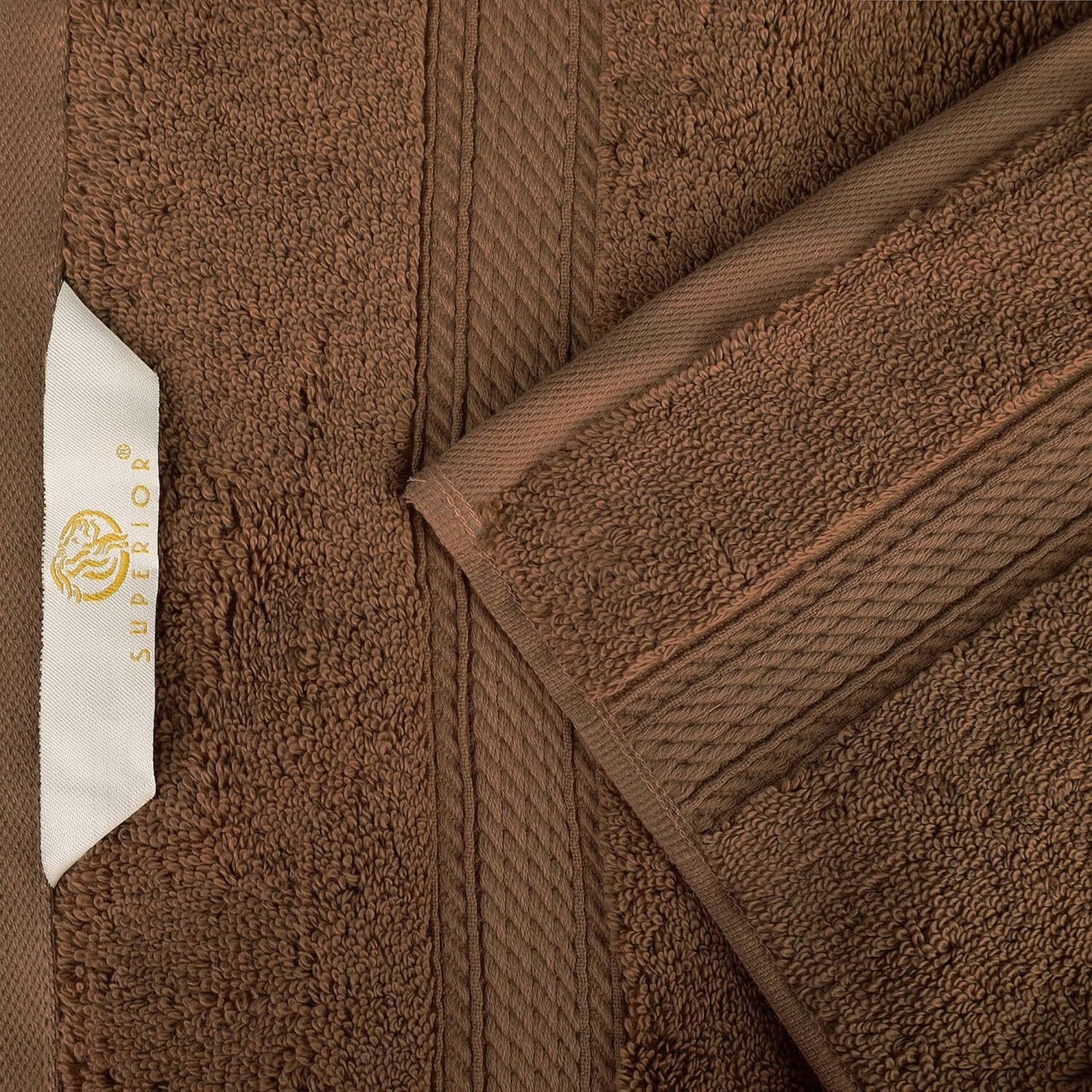 SUPERIOR Egyptian Cotton Pile Bath Towel Set of 4, Ultra Soft Luxury Towels, Thick Plush Essentials, Absorbent Heavyweight, Guest Bath, Hotel, Spa, Home Bathroom, Shower Basics, Chocolate