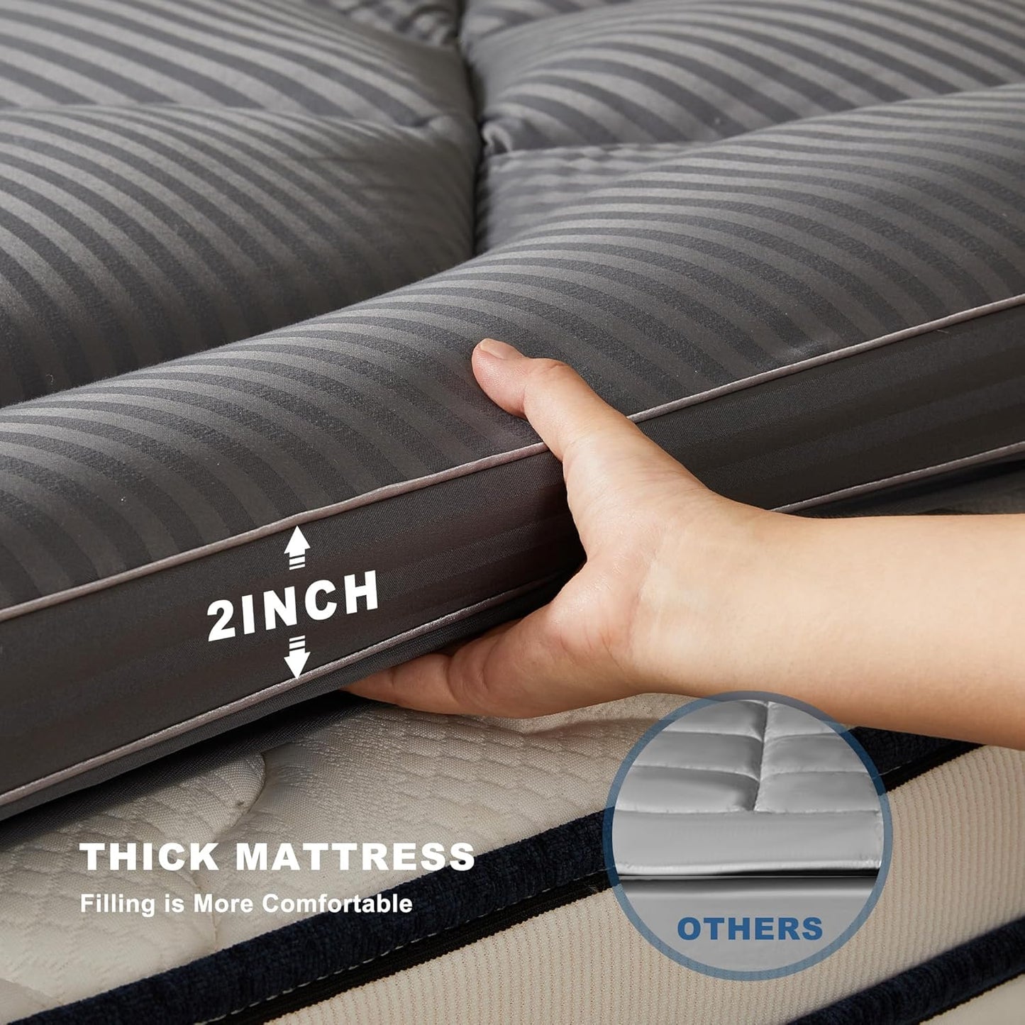 BEDLORE California King Mattress Topper, Thick Pillow Top Pad for Back Pain Relief, Cooling Soft Mattress Cover with Deep Pockets 6-18 inch