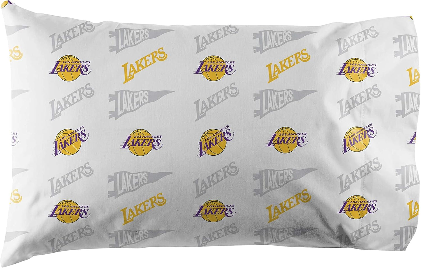 NORTHWEST Officially Licensed Los Angeles Lakers NBA Queen Size Sheet Set – Soft Team Logo Bedding for Dorms, Bedrooms, Fan Caves & Game Day Style