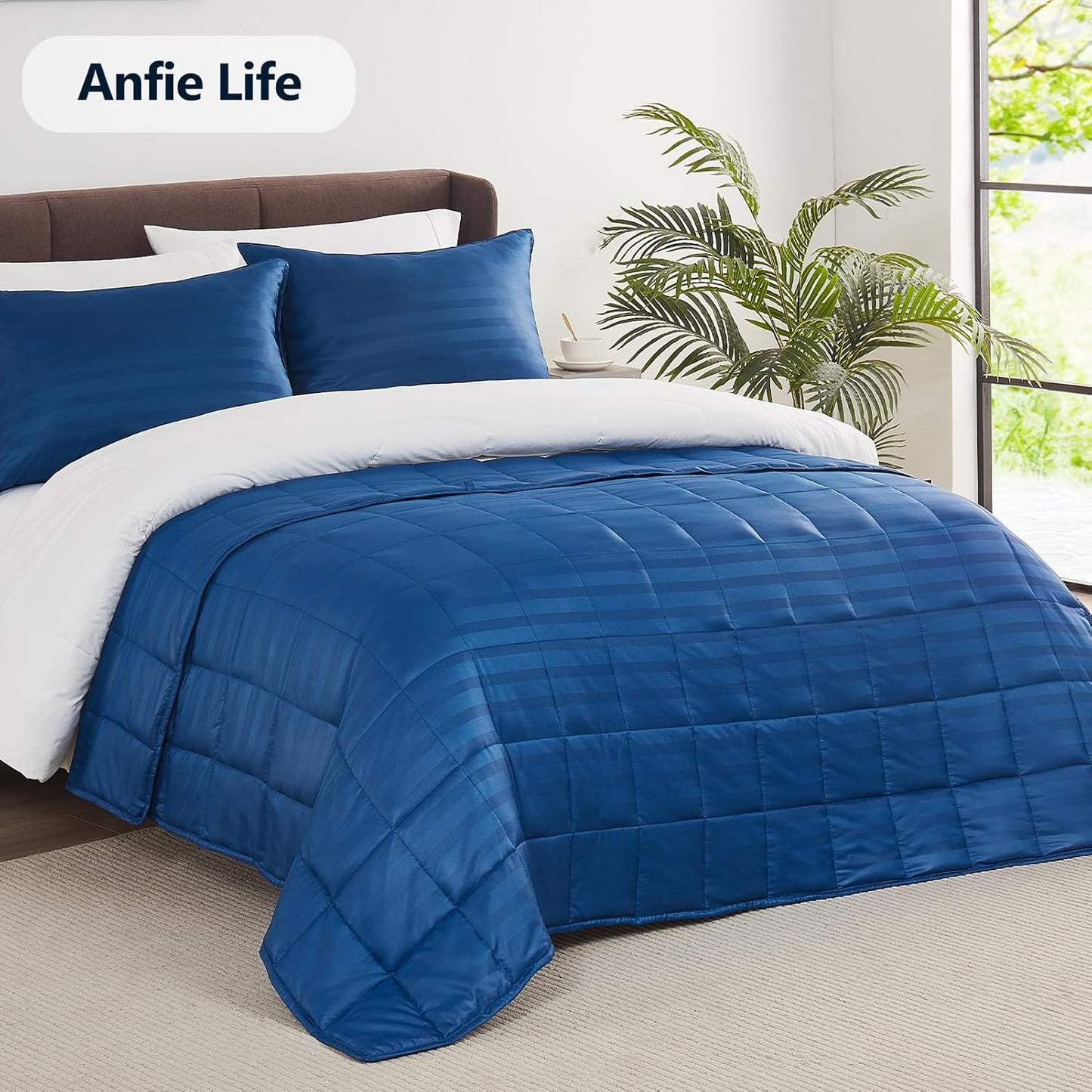 Weighted Blanket Queen Size (60"x80" 20lbs),Ultra Soft and Cozy Cooling Weighted Blanket Queen Size for Adult,Heavy Blanket with Machine Washable Soft Blanket, Navy Blue