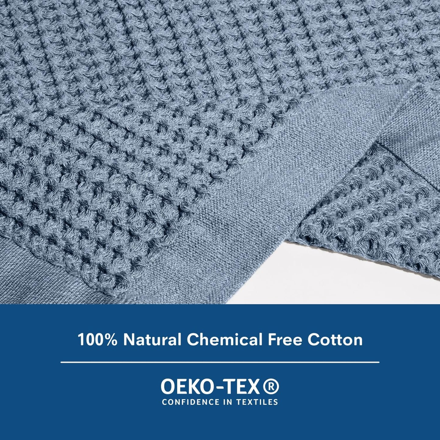 ONSEN Supima Cotton Waffle Bath Mat – Bathroom Rug, Washable Rug, Bathroom Floor Mat – Ultra-Absorbent, Quick-Dry, Soft & Durable Luxury Cotton - Denim, 20x30 in