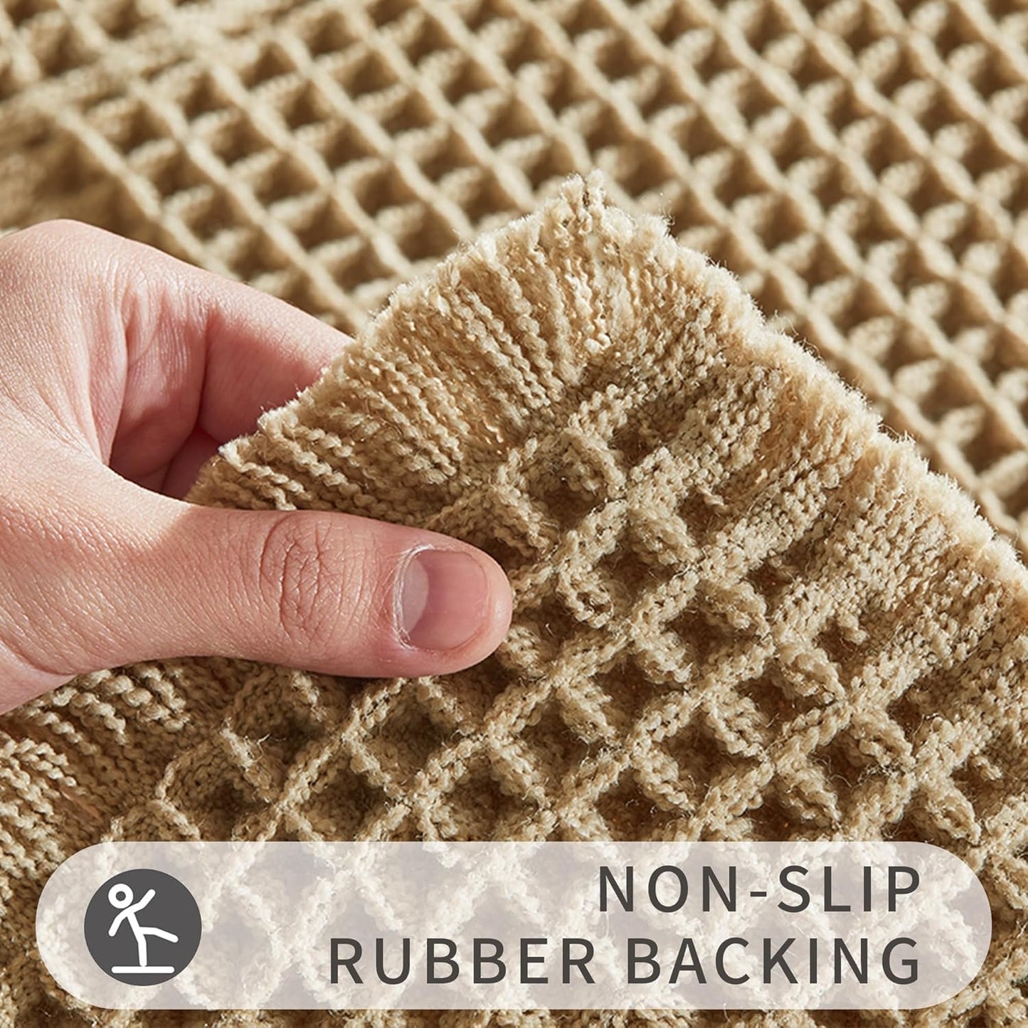 Bath Decor Bath Rugs,Upgraded Waffle Bath Mat,Super Absorbent Non Slip Bath Carpet,Machine Washable Bathroom Rugs for Bathroom, Quick Dry Shower Mats, Ultra Soft,Brown,24" x 36"
